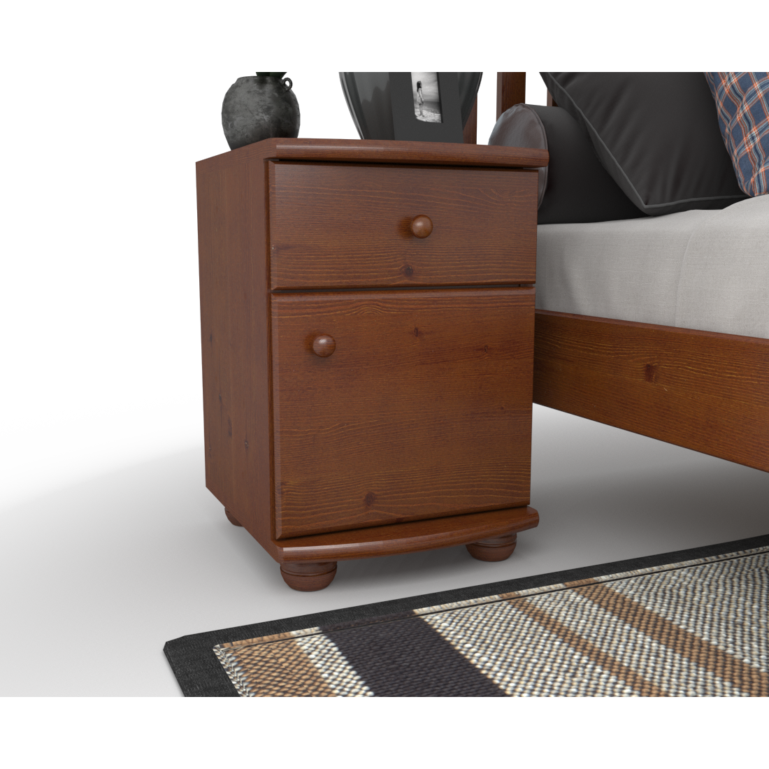 Claudia Kiefer Massivholz Nachttisch Nachtschrank | 1-Schublade 1-Türig | 100% Bio Kiefer