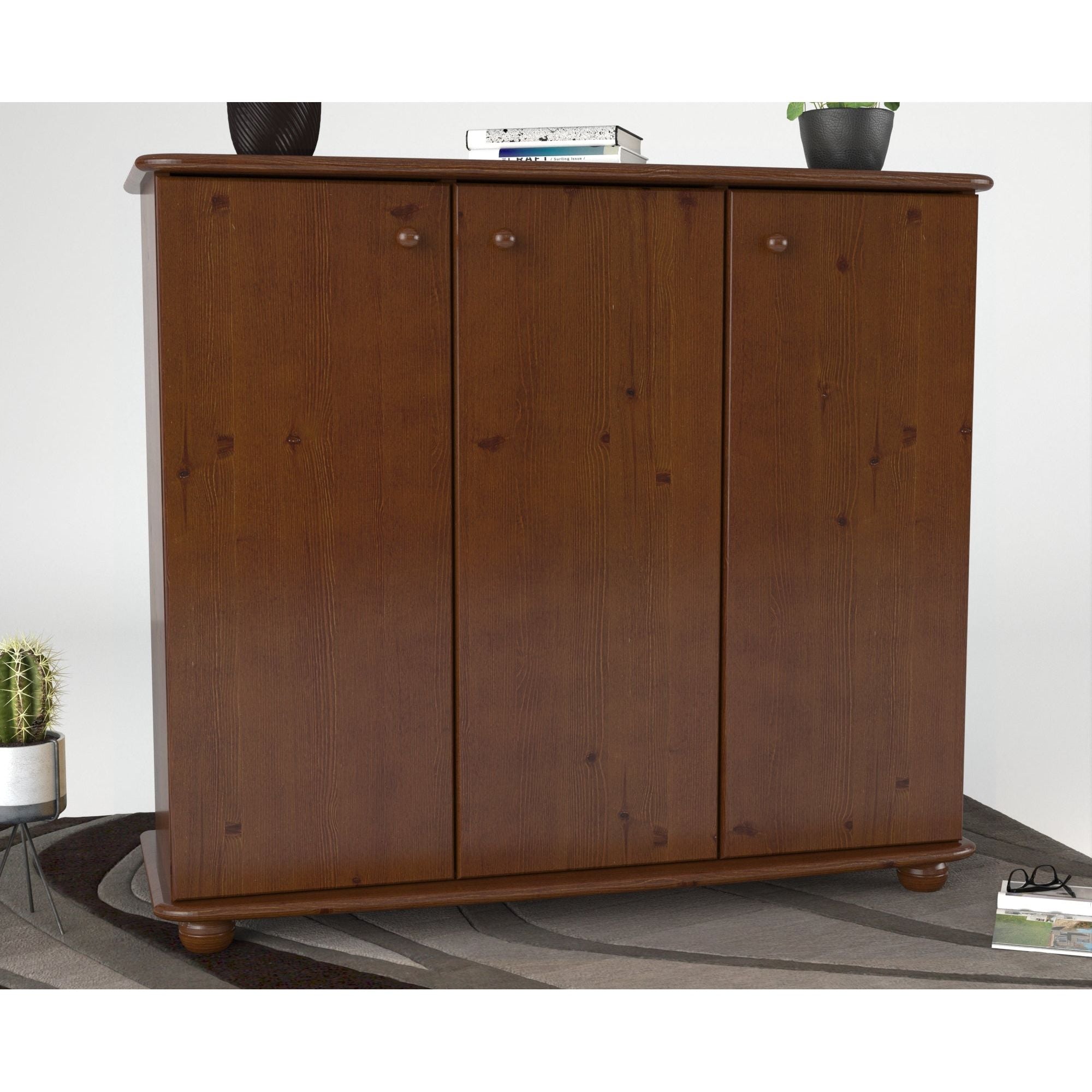 Anika Kommode Sideboard 110er | Anrichte | 3-Türig mit Regalfächer | 100% Bio Kiefer Massivholz