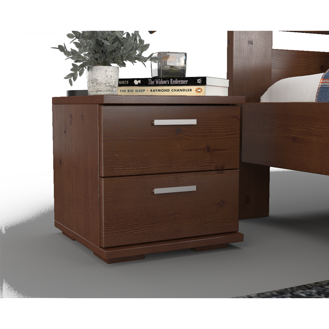 Nobis Kiefer Massivholz Nachttisch Nachtschrank | 2-Schubladen | 100% Bio Kiefer