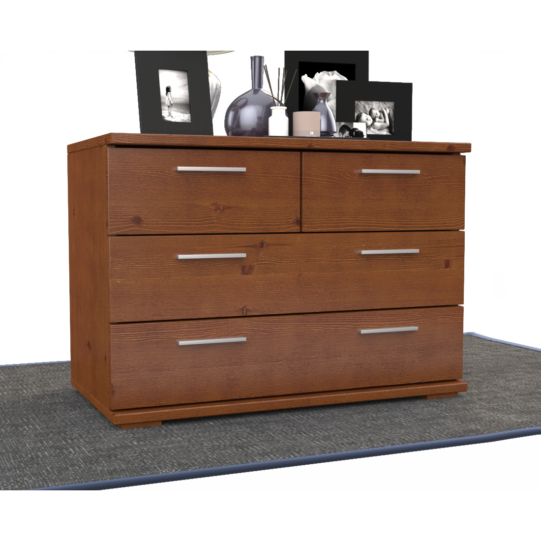 Nobis Kommode Sideboard | Anrichte | 4-Schubladen | 57cm hoch | 100% Bio Kiefer Massivholz