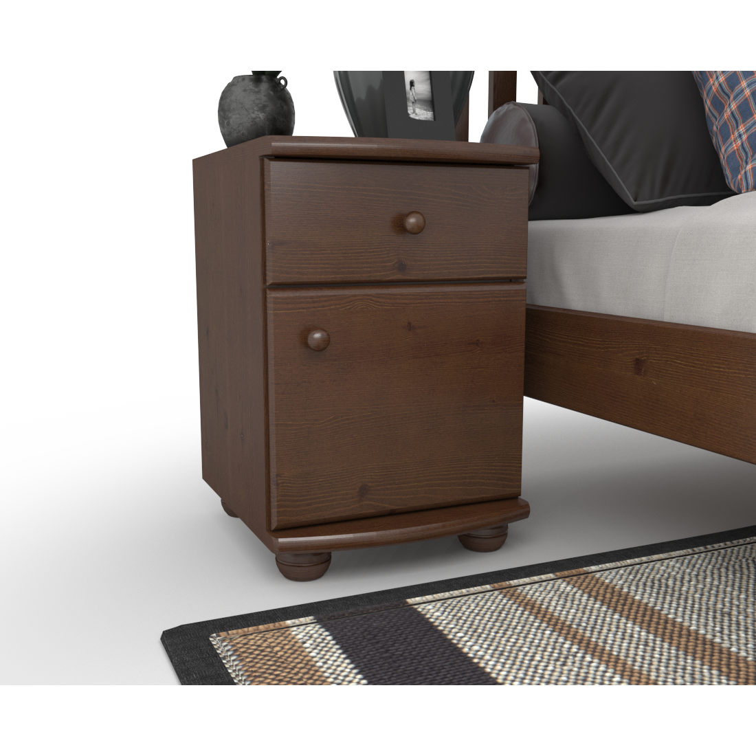 Claudia Kiefer Massivholz Nachttisch Nachtschrank | 1-Schublade 1-Türig | 100% Bio Kiefer