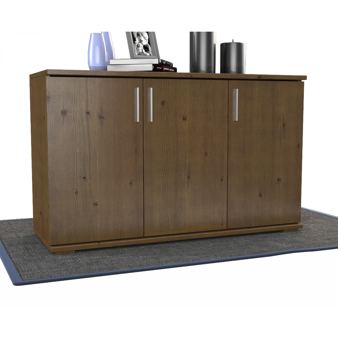 Nobis Kommode Sideboard | Anrichte | 3-Türig mit Regalböden | 100% Bio Kiefer Massivholz