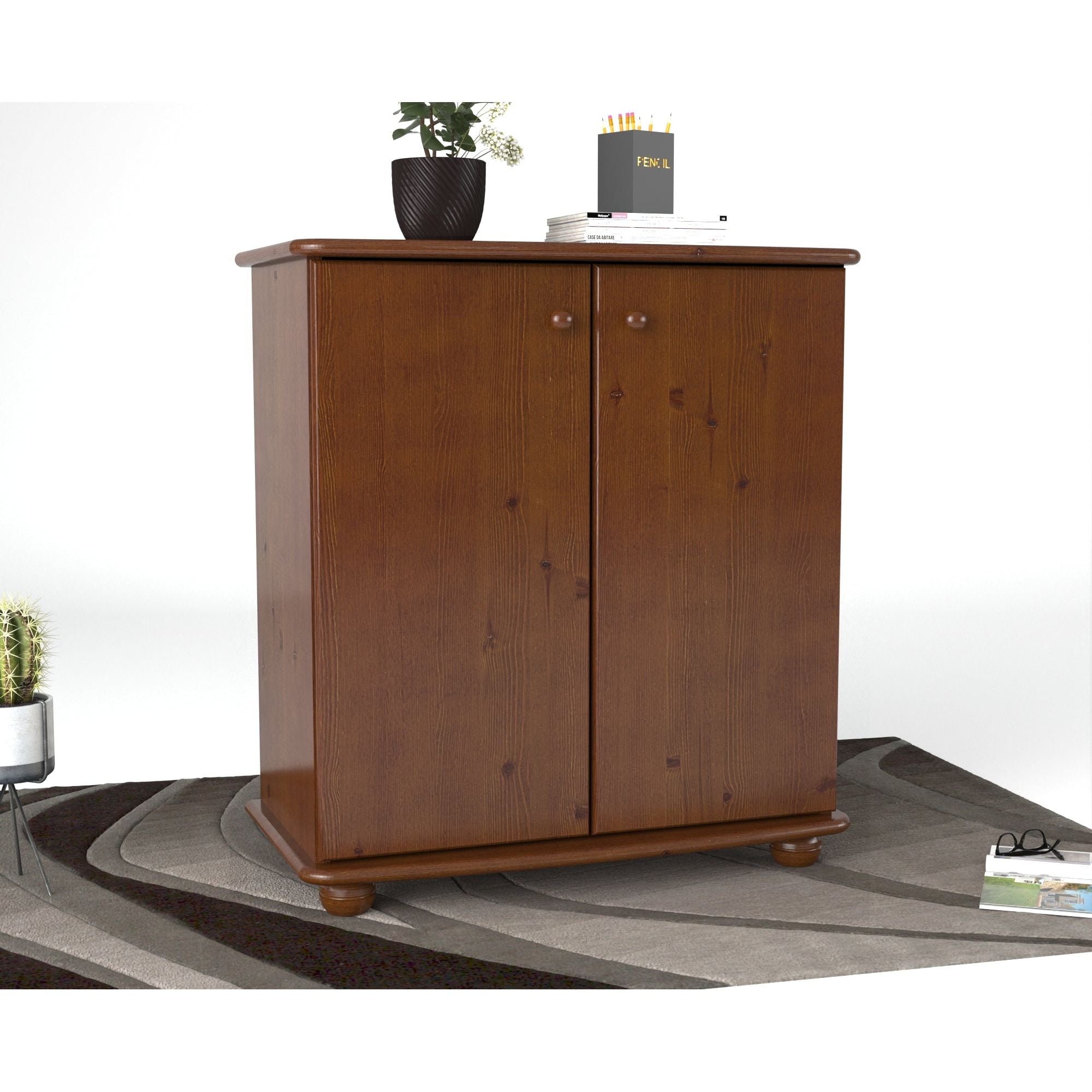 Anika Kommode 93er | Sideboard | Anrichte | 2-Türig mit Regalfächer | 100% Bio Kiefer Massivholz