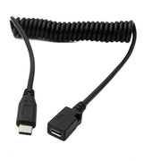 System-S USB 3.1 Kabel 120 cm Stecker zu 2.0 Mini B Buchse Spirale in Schwarz
