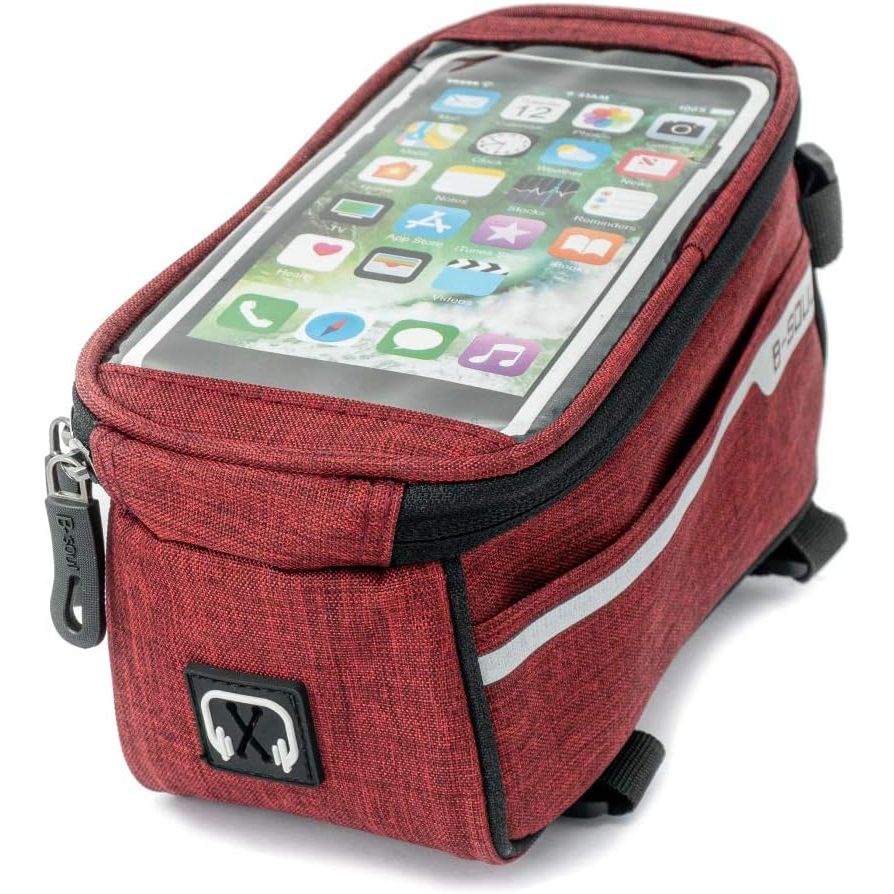 Fahrrad Tasche Halterung Rot Für Smartphone Sichere Lenkerbefestigung Mit Reißverschluss