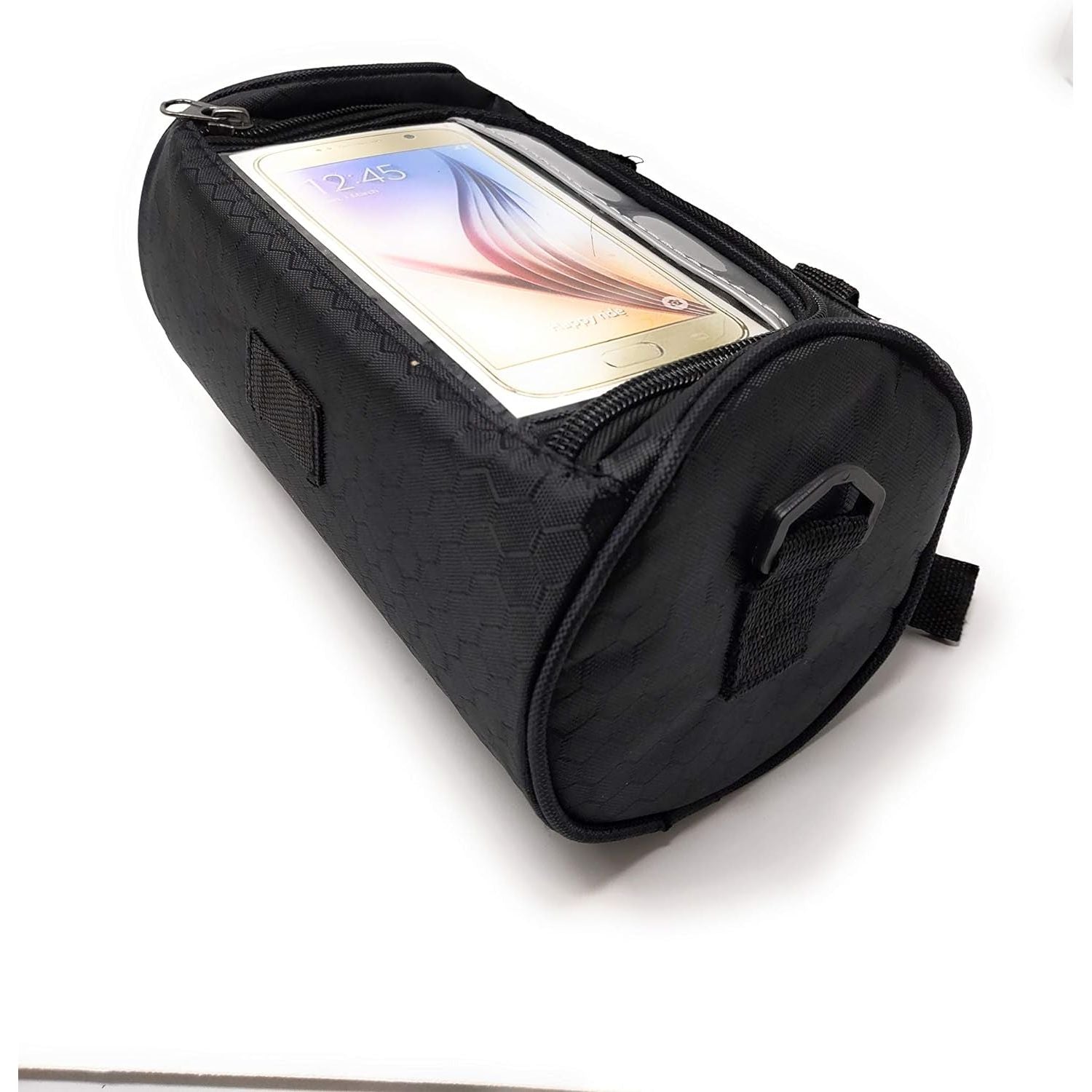 SYSTEM-S 2in1 Lenkertasche Fahrradhalterung Fahrradtasche Schultertasche Schutzhülle für 4,8 Zoll inch Geräte Smartphones in schwarz