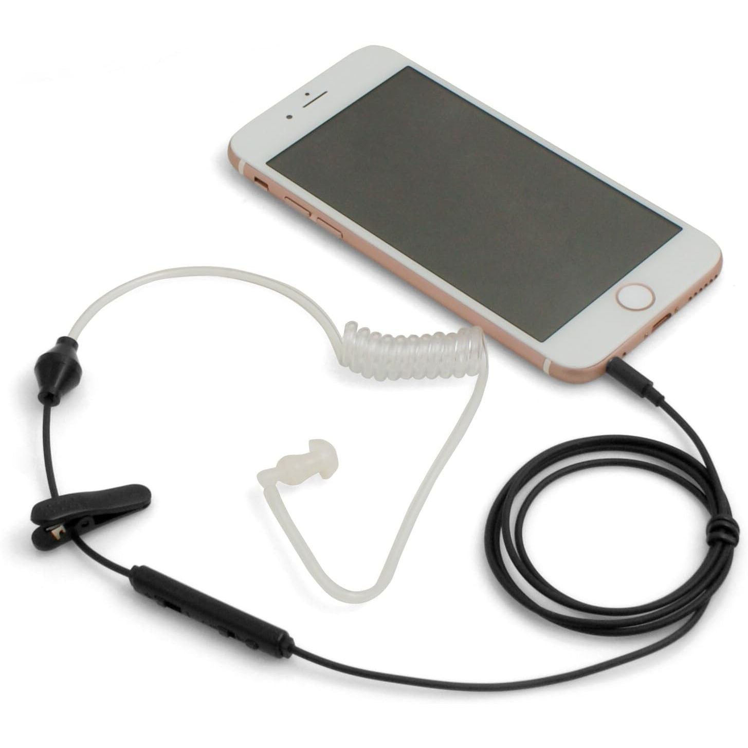 Einohr Antistrahlung Headset Kopfhörer Mit Schallschlauch Für Smartphone Tablet PC Schwarz