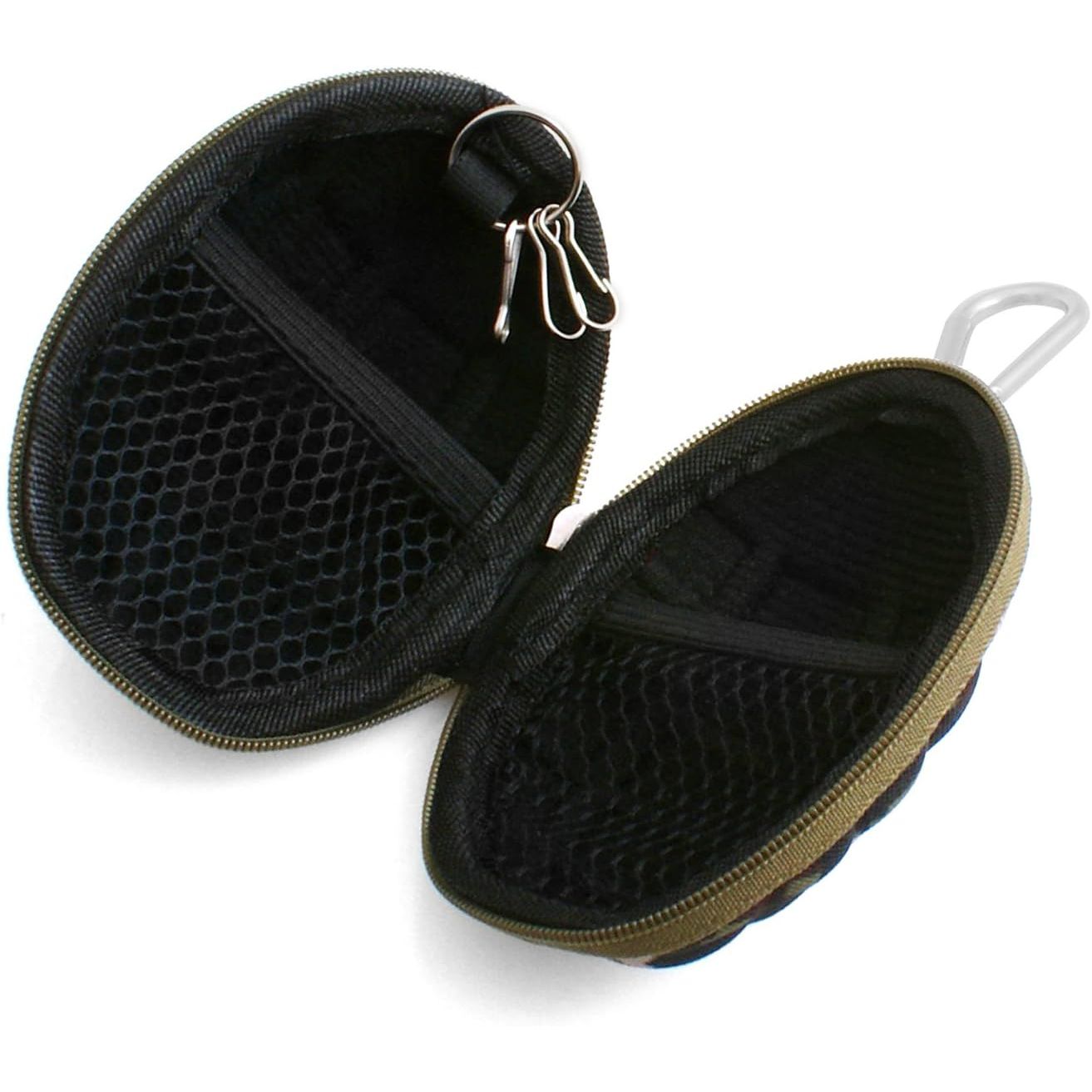 System S Kopfhörer Schutztasche Camouflage Grün Pixel Hard Case Stoßfestes Etui Mit Karabiner