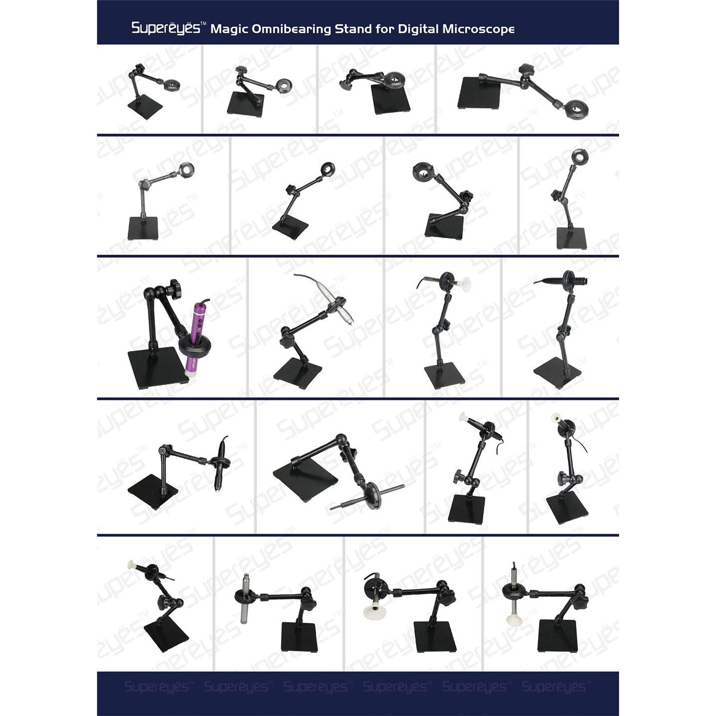 Supereyes Z004 Magic Universal Adjustable Rotating Stand for Handheld Digital Microscope Magnifer Metal Stand