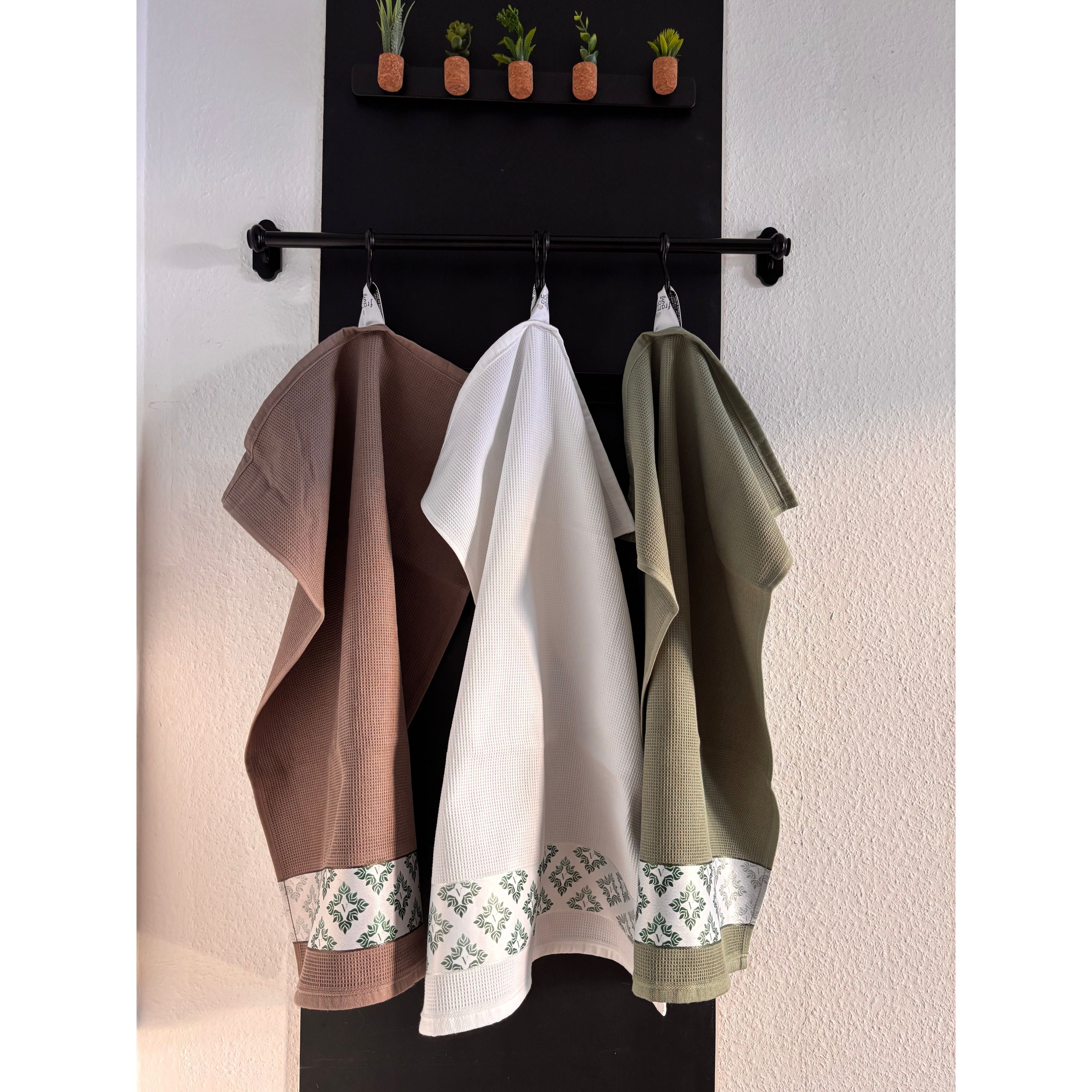 3 Farben Set - Waffel-Küchentücher - 100% Baumwolle - 50x70cm