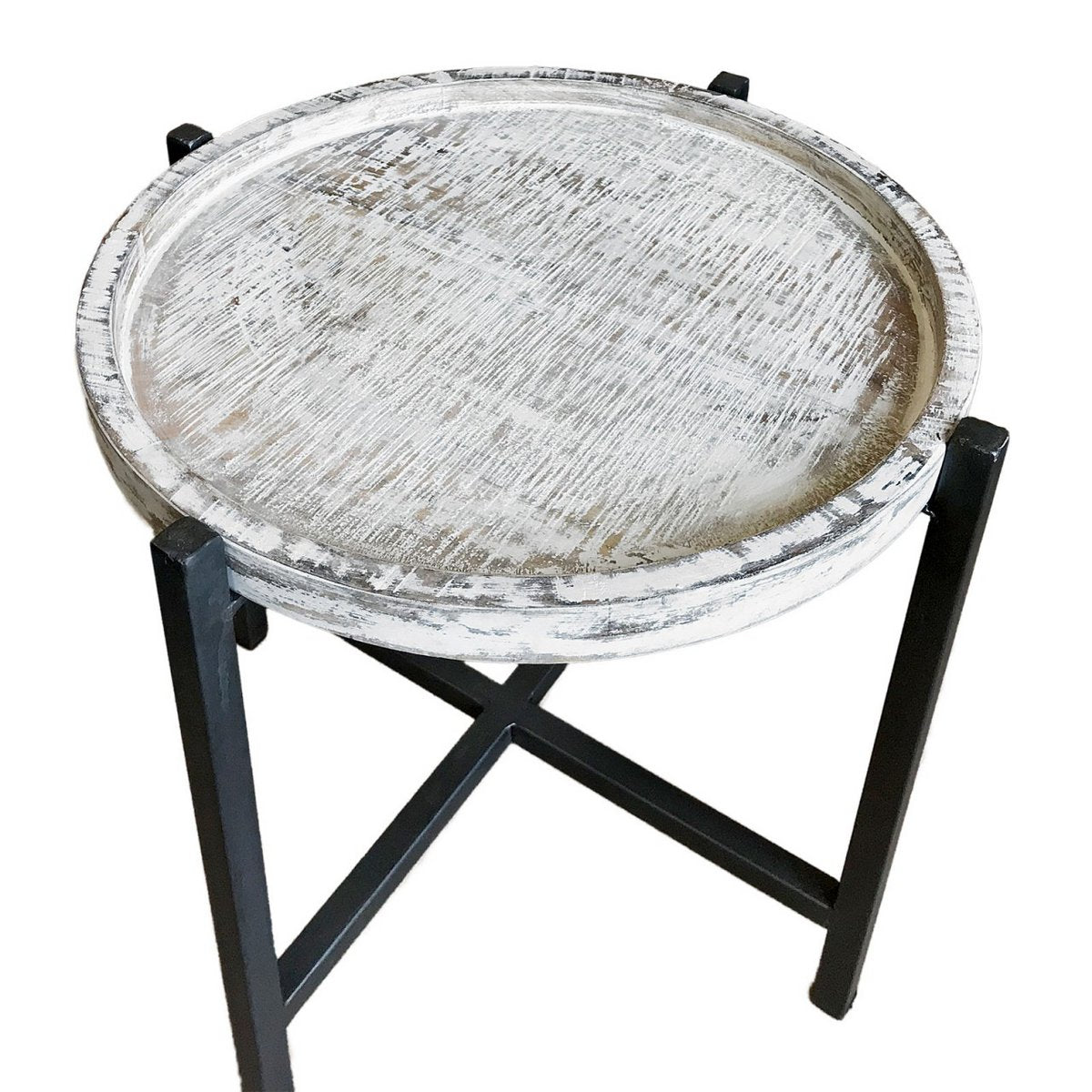 Beistelltisch - ø46xH45cm rund - Omaha - Metall-Gestell altsilber