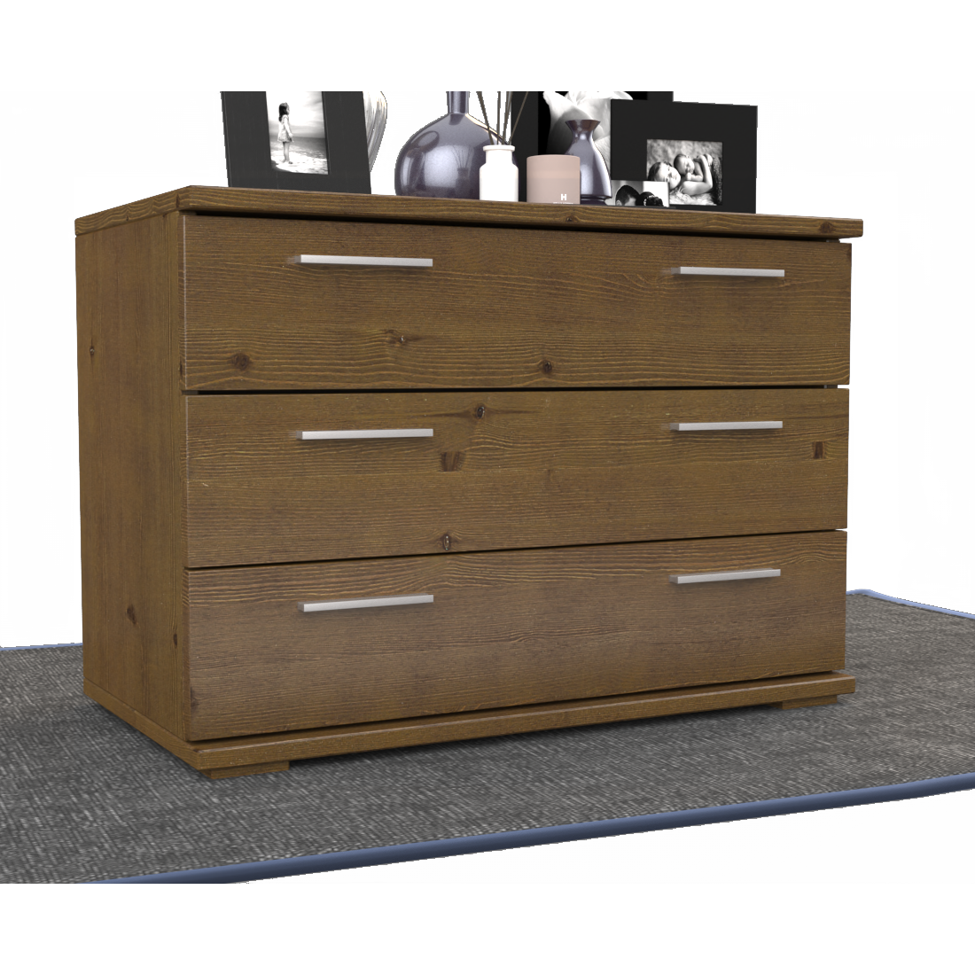 Nobis Kommode Sideboard | 3 große Schubladen | 57cm hoch | 100% Bio Kiefer Massivholz