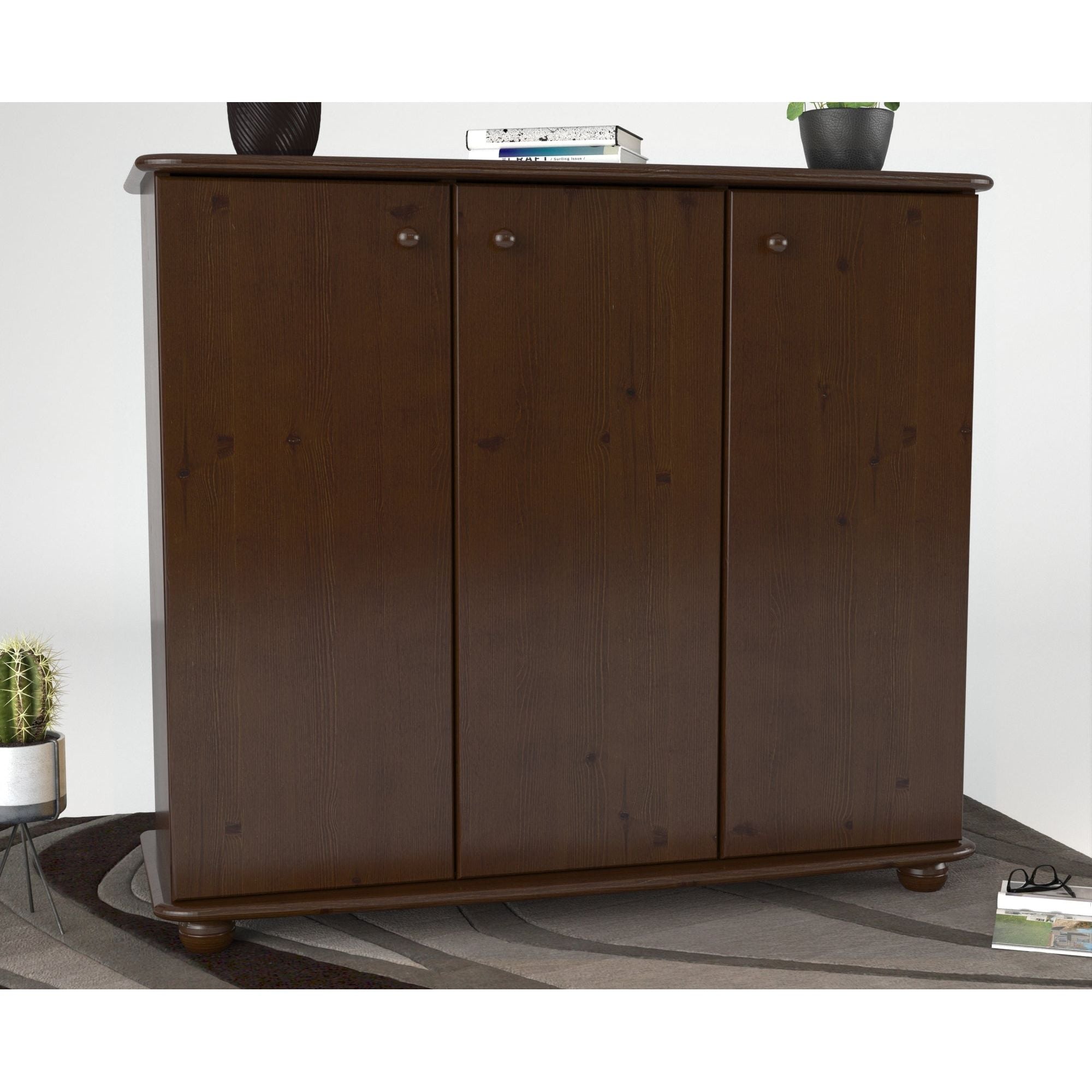 Anika Kommode Sideboard 110er | Anrichte | 3-Türig mit Regalfächer | 100% Bio Kiefer Massivholz