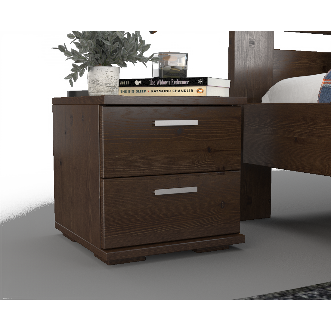 Nobis Kiefer Massivholz Nachttisch Nachtschrank | 2-Schubladen | 100% Bio Kiefer