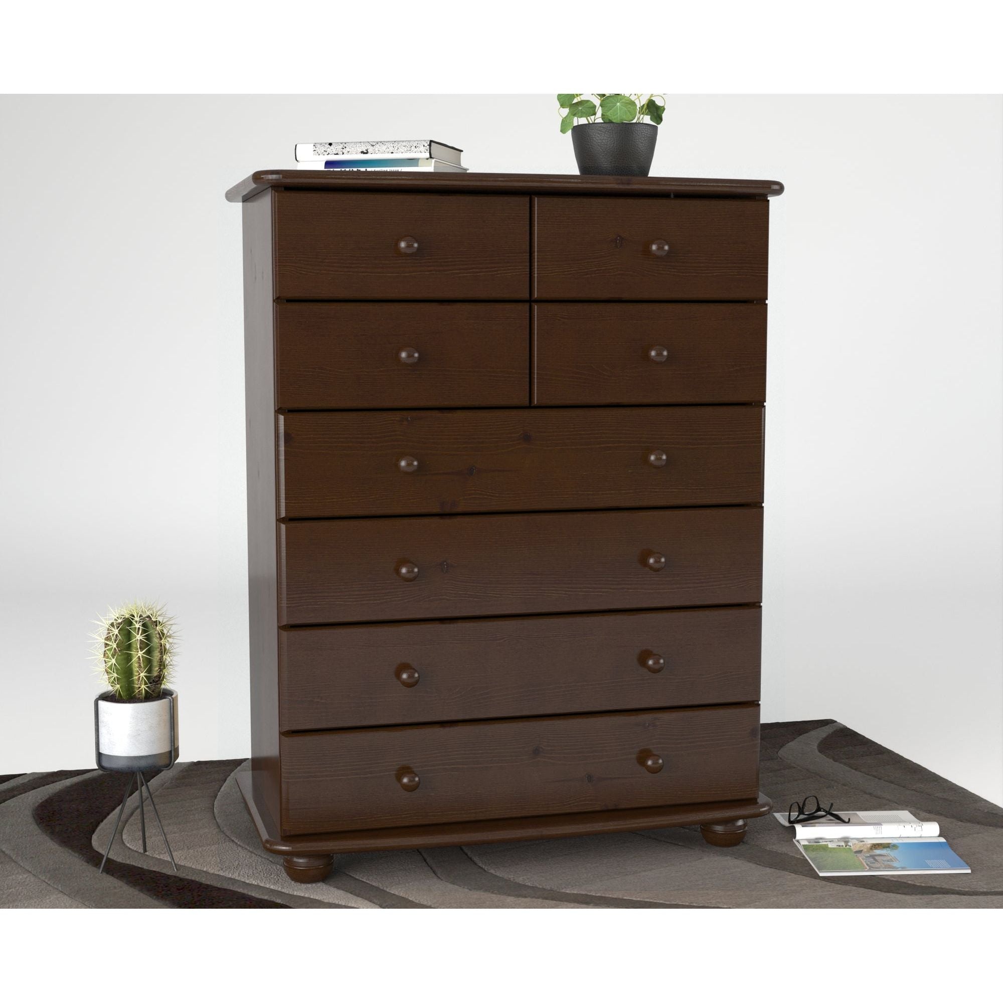 Anika Kiefer Massivholz Kommode  | 8-Schubladen | 100% Bio Kiefer