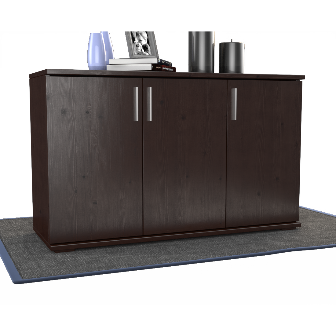 Nobis Kommode Sideboard | Anrichte | 3-Türig mit Regalböden | 100% Bio Kiefer Massivholz