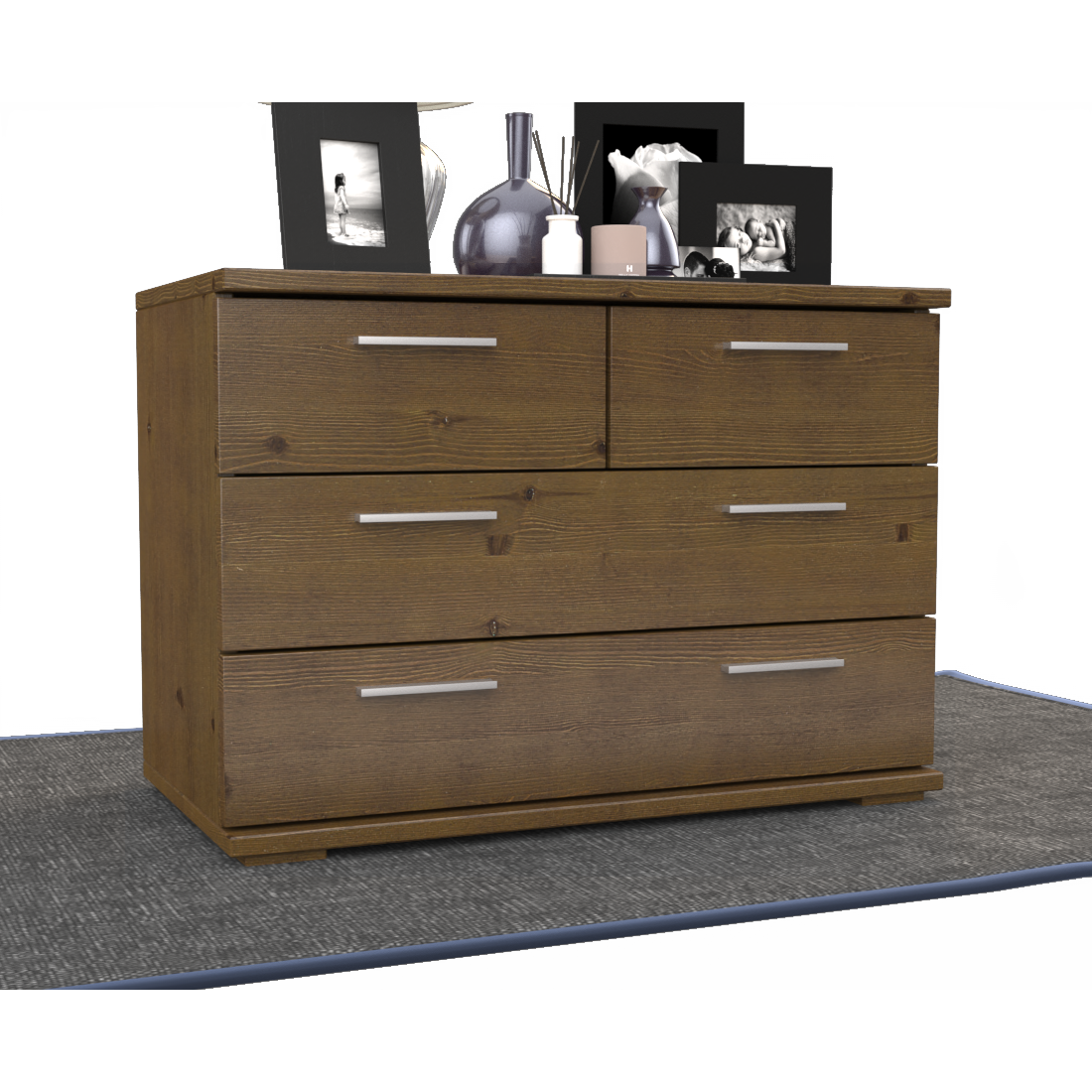Nobis Kommode Sideboard | Anrichte | 4-Schubladen | 57cm hoch | 100% Bio Kiefer Massivholz