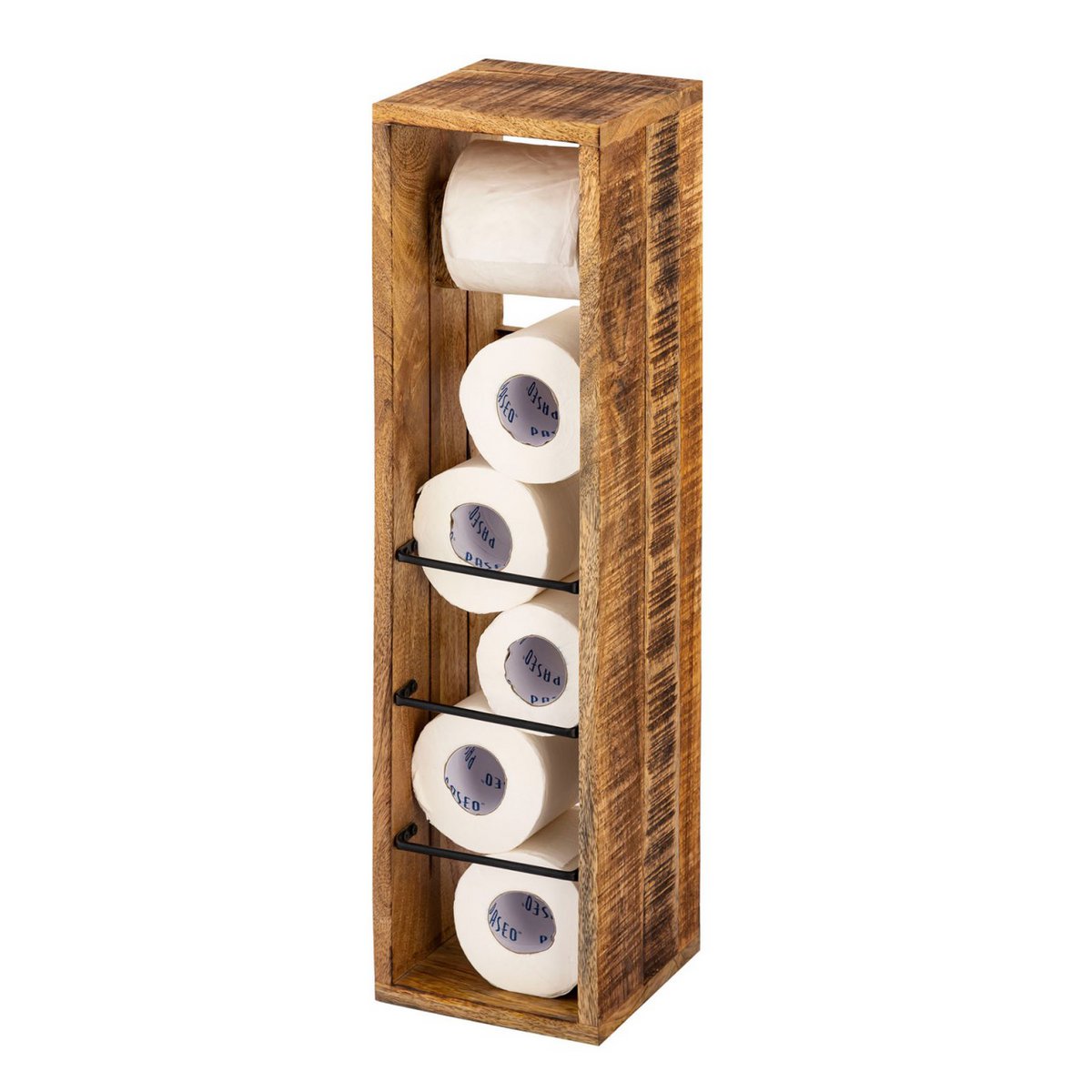 Toilettenpapierhalter - Holz - 17x17 H 65 cm - quadratisch Mangoholz