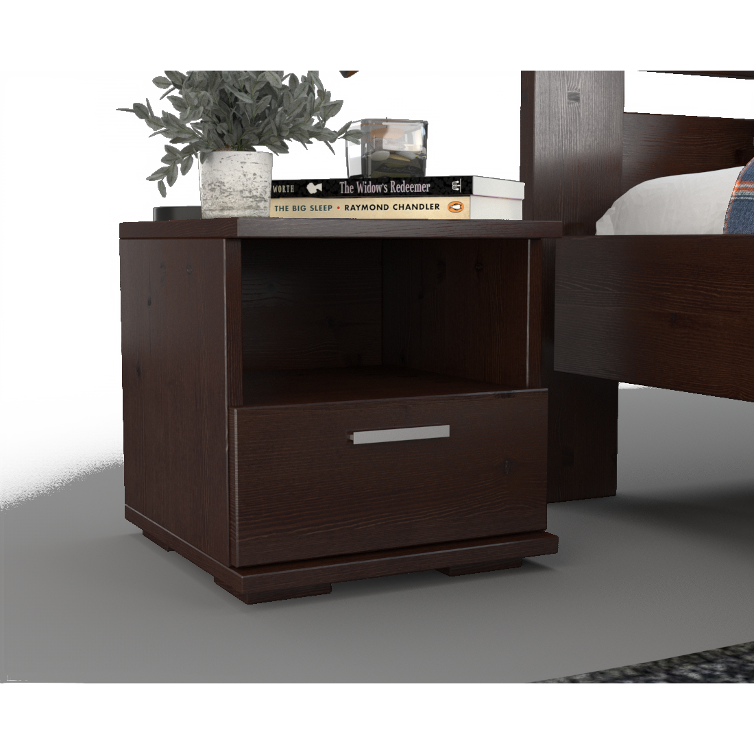 Nobis Kiefer Massivholz Nachttisch Nachtschrank | 1-Schublade und 1 Regal | 100% Bio Kiefer