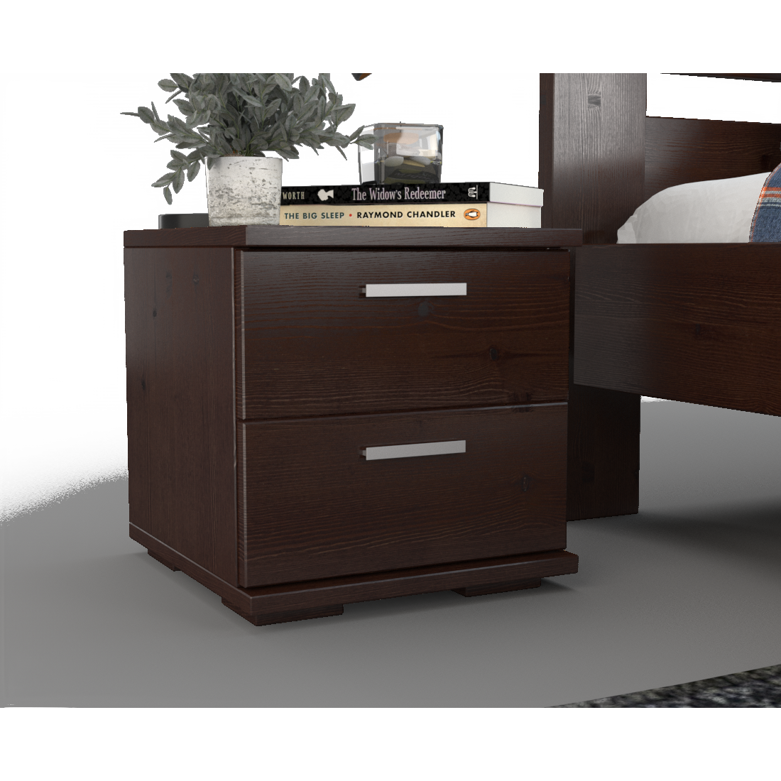 Nobis Kiefer Massivholz Nachttisch Nachtschrank | 2-Schubladen | 100% Bio Kiefer