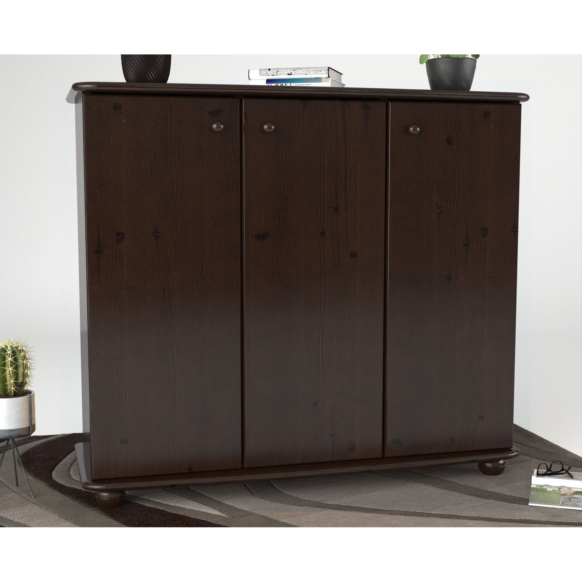 Anika Kommode Sideboard 110er | Anrichte | 3-Türig mit Regalfächer | 100% Bio Kiefer Massivholz
