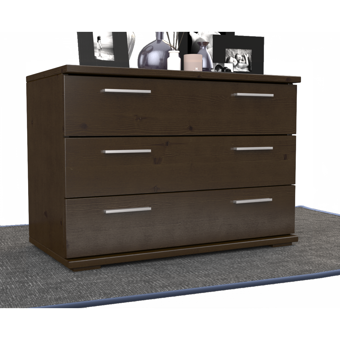 Nobis Kommode Sideboard | 3 große Schubladen | 57cm hoch | 100% Bio Kiefer Massivholz