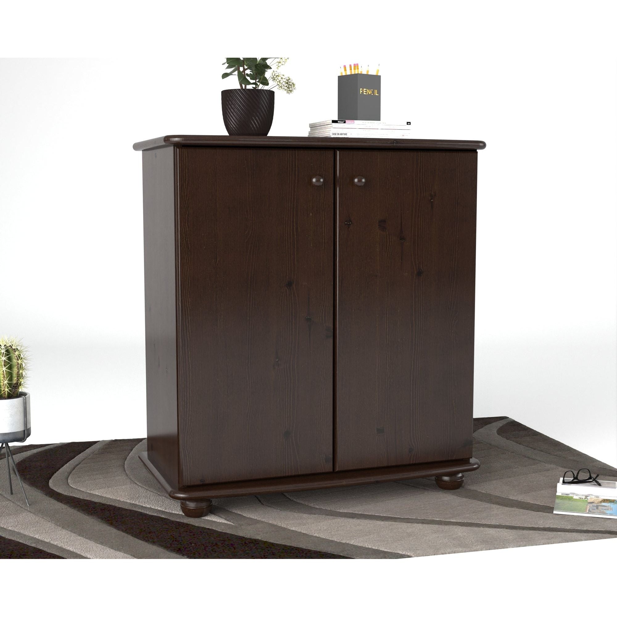 Anika Kommode 93er | Sideboard | Anrichte | 2-Türig mit Regalfächer | 100% Bio Kiefer Massivholz