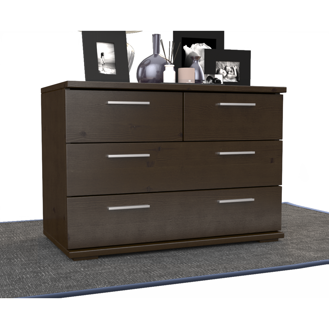 Nobis Kommode Sideboard | Anrichte | 4-Schubladen | 57cm hoch | 100% Bio Kiefer Massivholz