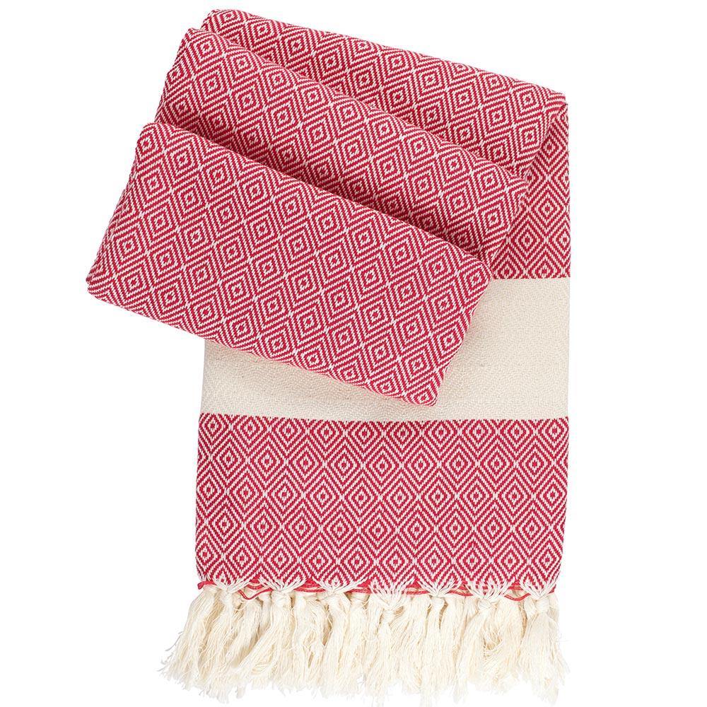 Hamamtuch Charlotte Rot Handgewebt Pestemal Mit ÖkoTest Sehr Gut Auszeichnung Für Strand Sauna Pool