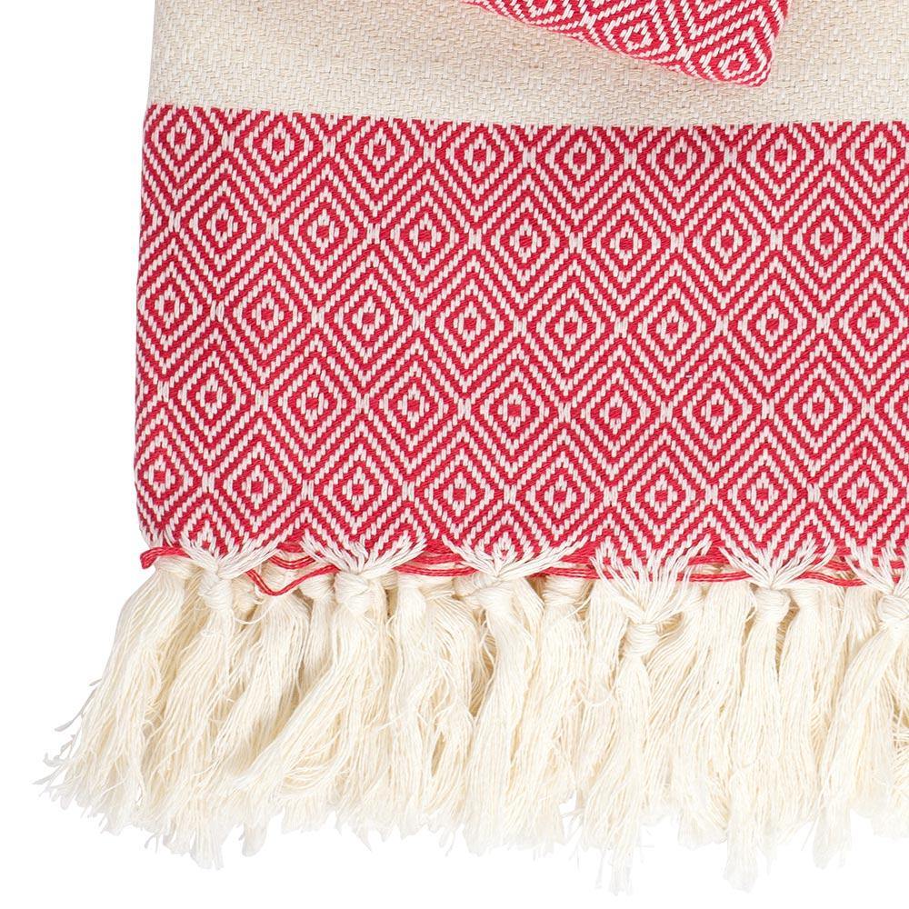 Hamamtuch Charlotte Rot Handgewebt Pestemal Mit ÖkoTest Sehr Gut Auszeichnung Für Strand Sauna Pool