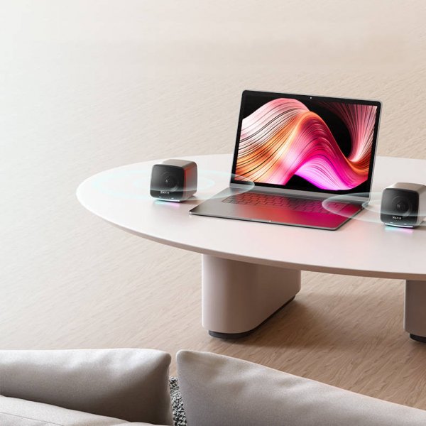 S3 Stereo Lautsprecher Mit 3,5 mm AUX Und Subwoofer RGB LED Beleuchtung USB Stromversorgung Schwarz