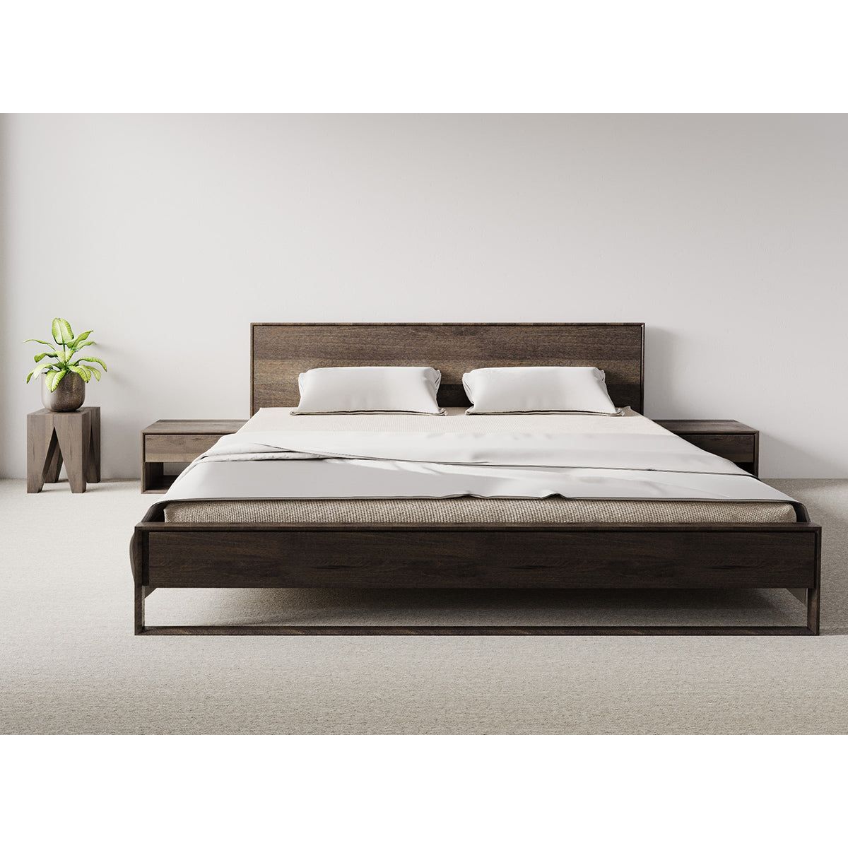 Arona Massivholz Eichen Bett 140-180cm | Räuchereiche