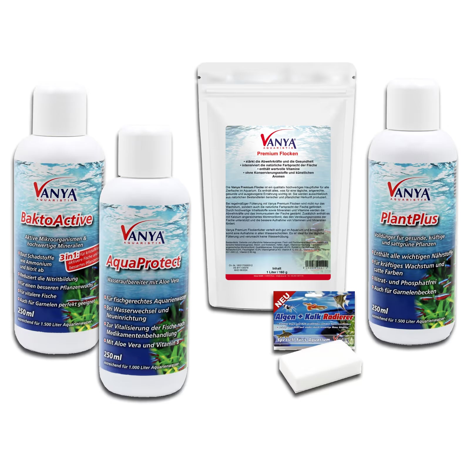 VANYA Aquarium PflegeSet 5 Bestseller = fünf tolle Produkte für Ihr Aquarium
