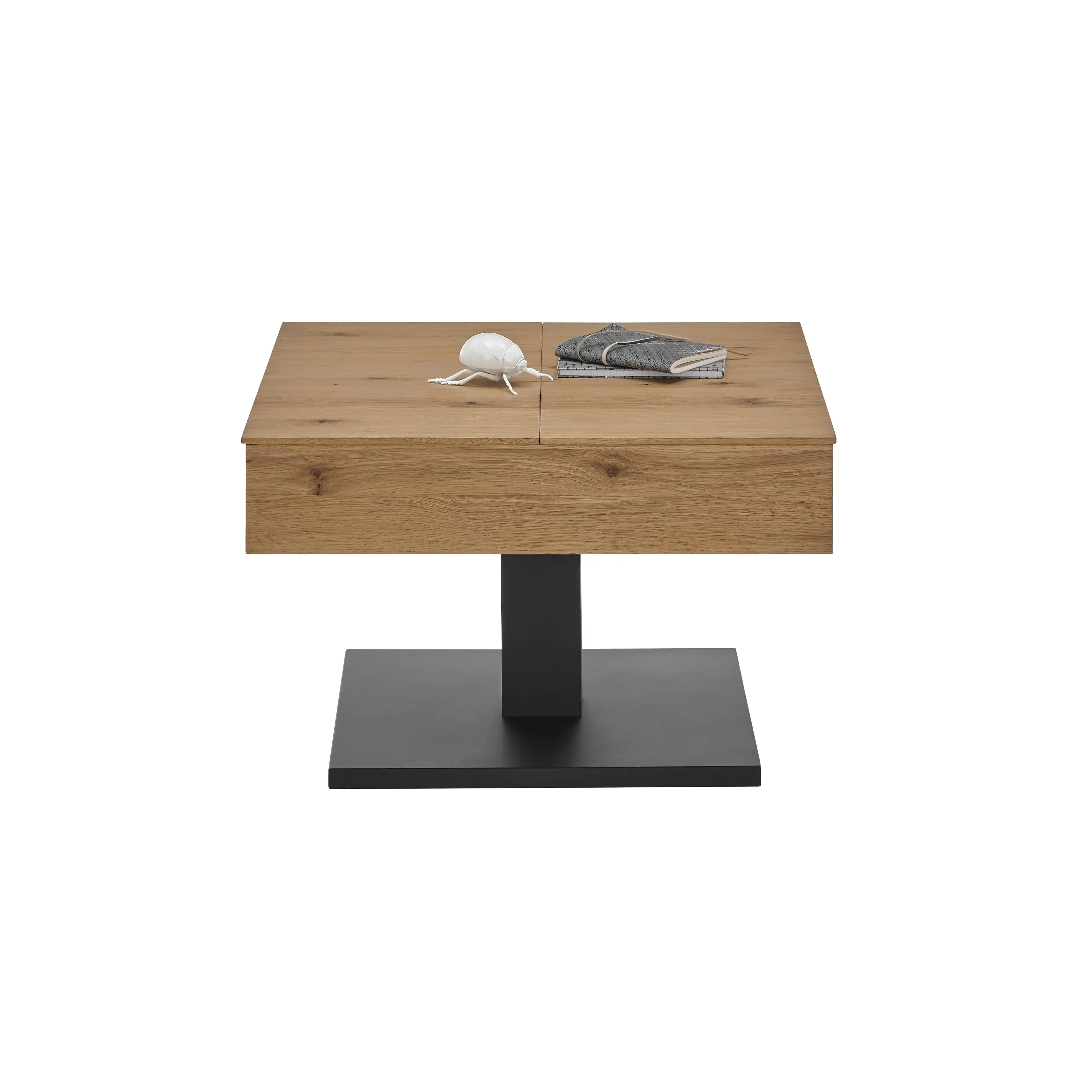 Ashton Couchtisch Eiche Furniert Mit Aufklappfunktion Und Ablagefach Schwarz Matt