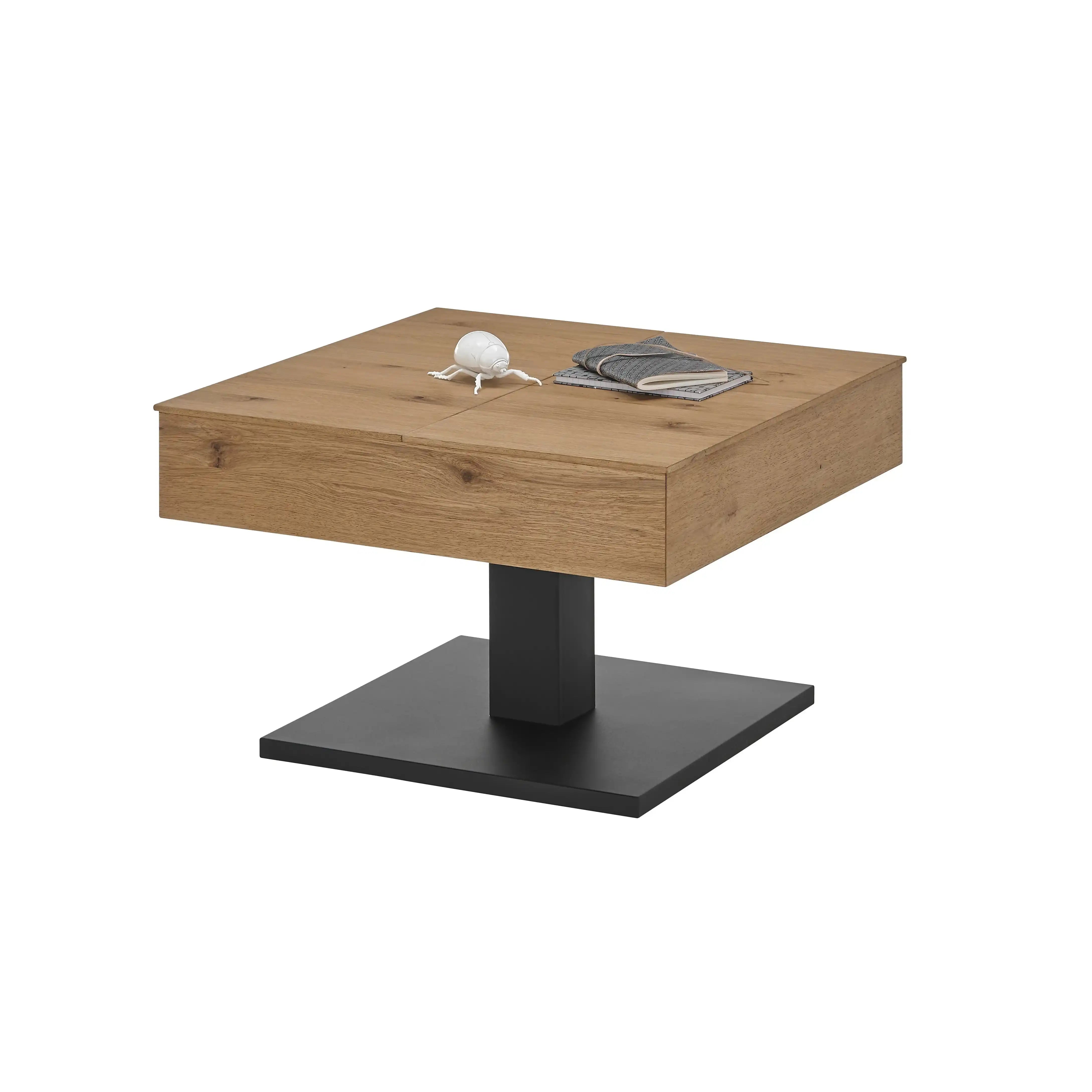 Ashton Couchtisch Eiche Furniert Mit Aufklappfunktion Und Ablagefach Schwarz Matt