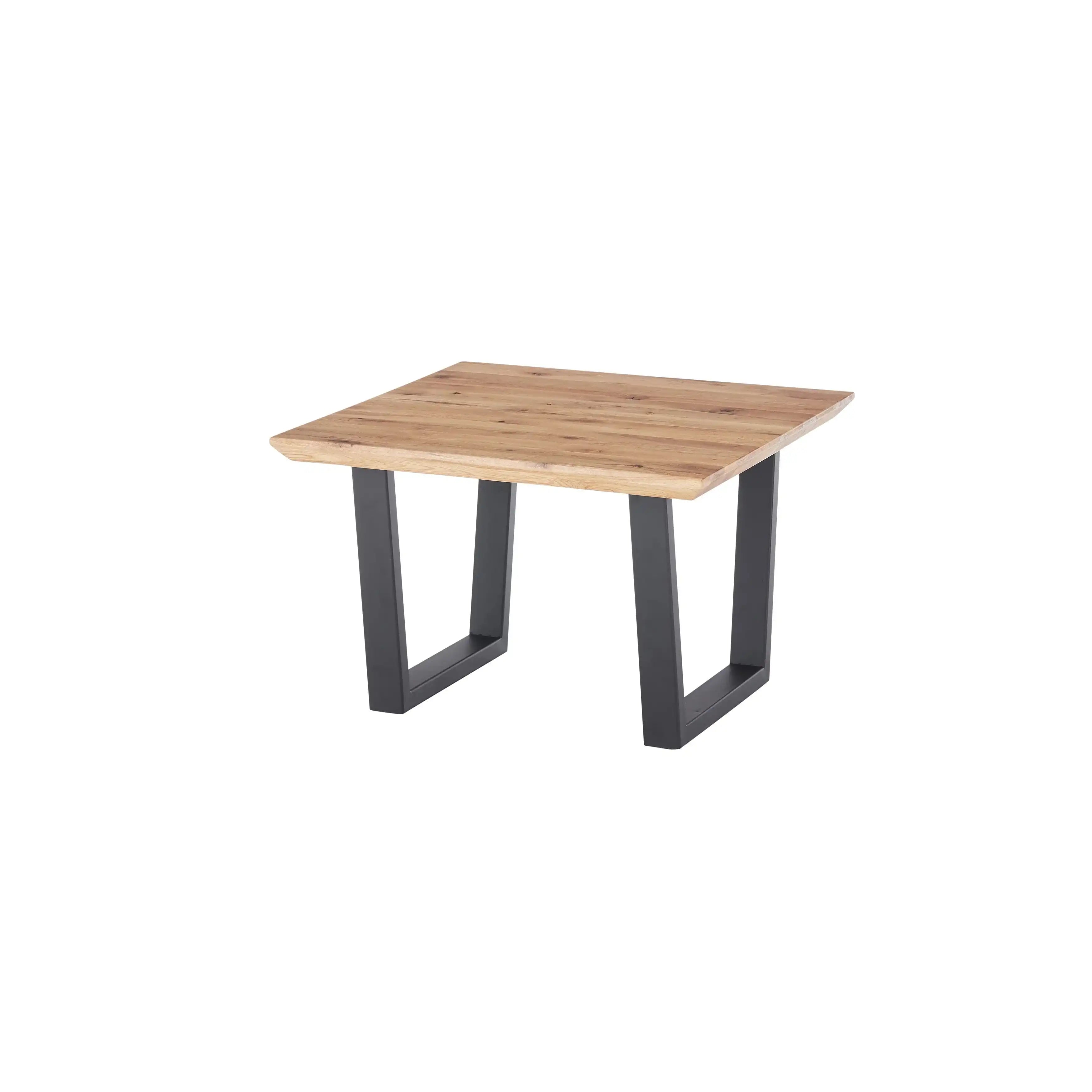 Asola Couchtisch Eiche Furniert Geölt Neu Lamelle Schweizer Kante Metall Schwarz