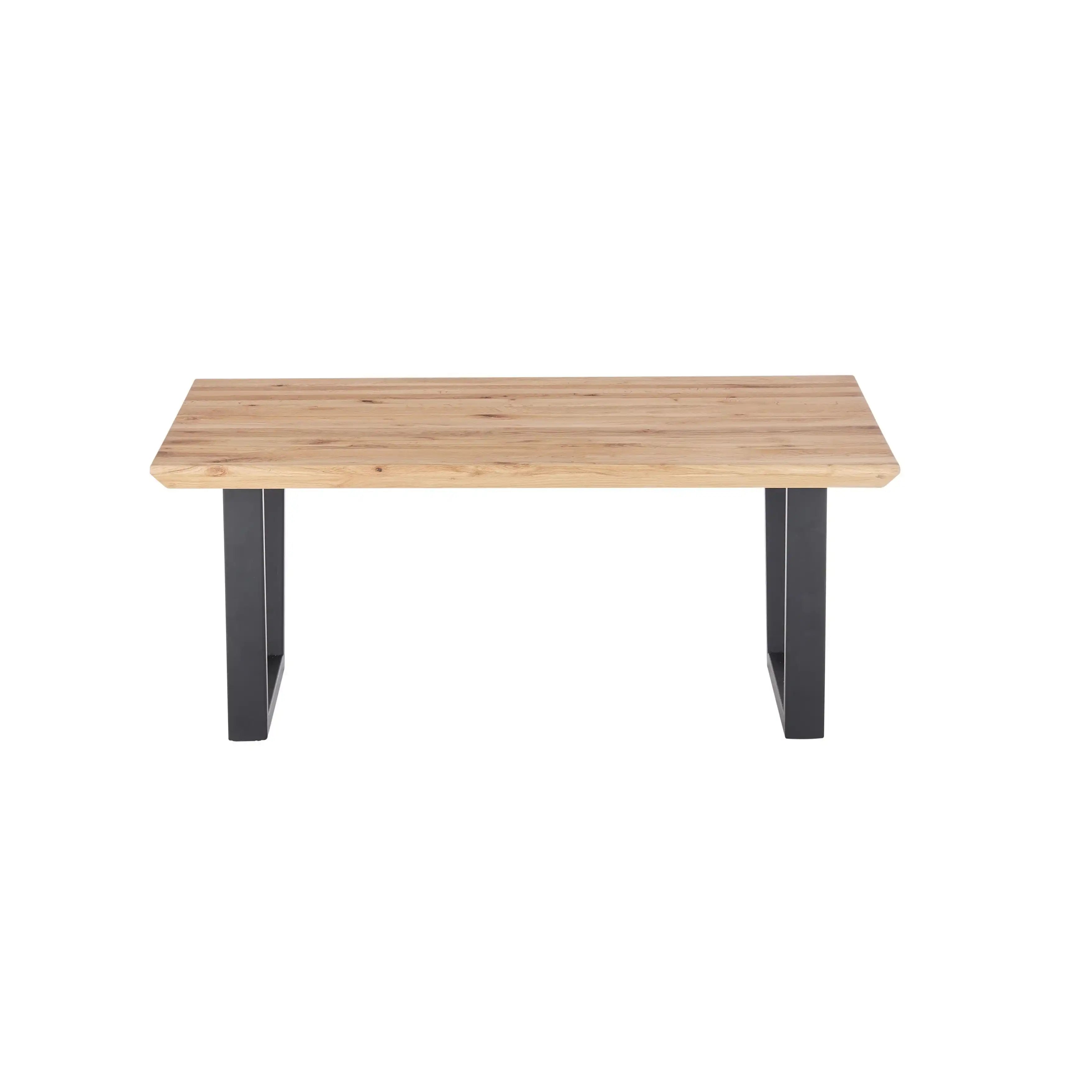 Asola Couchtisch Eiche Furniert Geölt Neu Lamelle Schweizer Kante Metall Schwarz