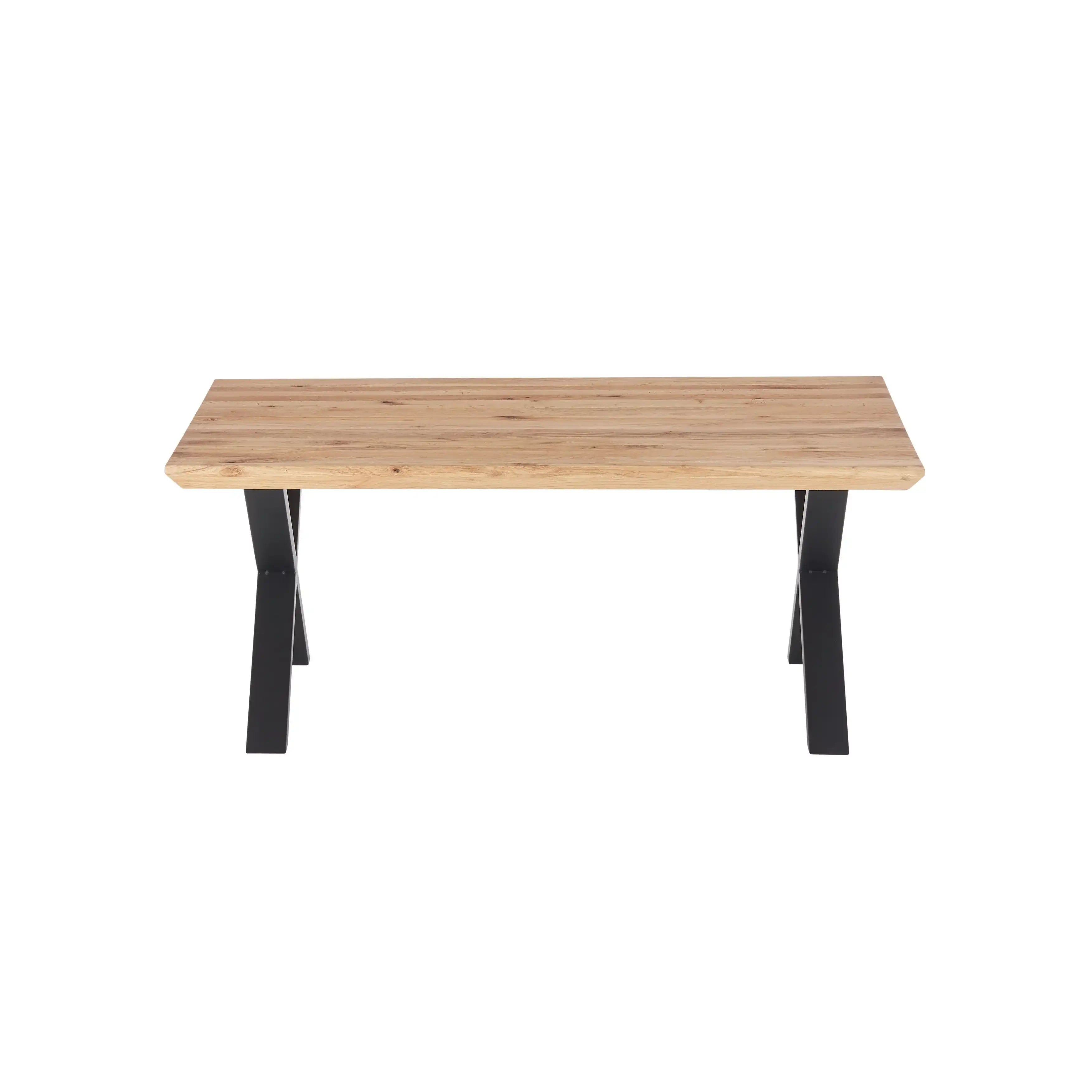 Asola Couchtisch Eiche Furniert Geölt Neu Lamelle Schweizer Kante Metall Schwarz