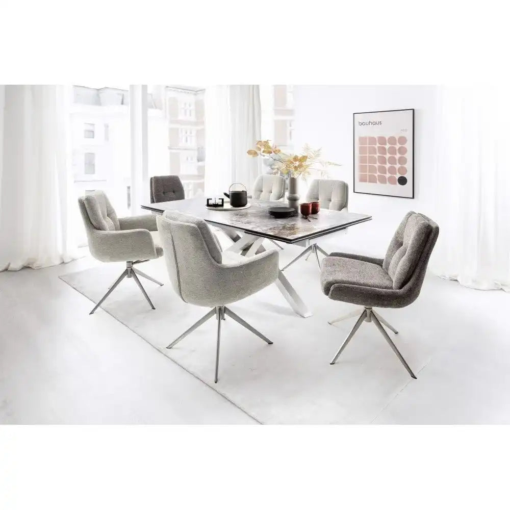 ALMIROS Auszugstisch Synchronauszug Sicherheitsglas Schwarz Edelstahlgestell 260 cm