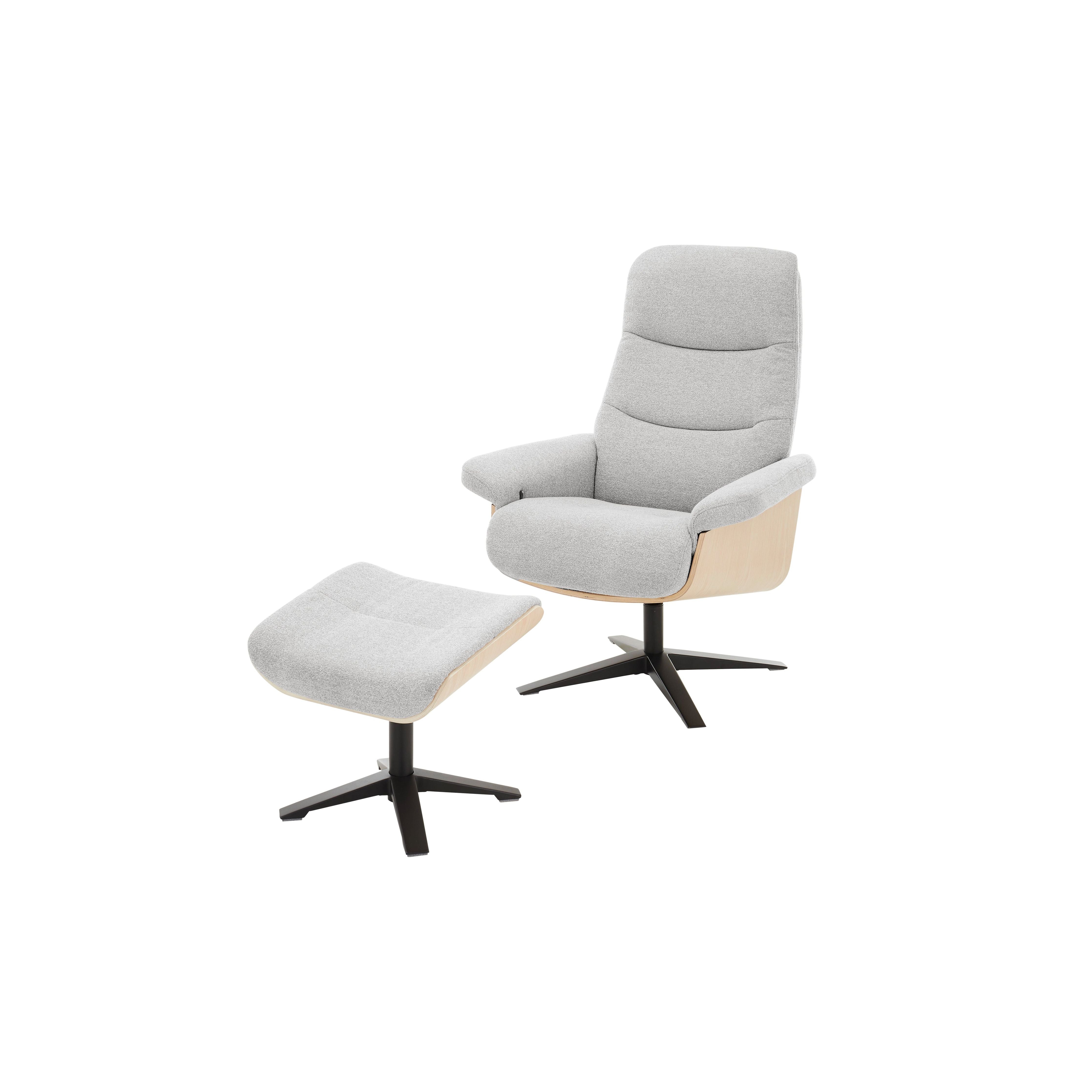 Amasra Loungesessel Mit Hocker Bouclé Lake Stoff 100 Prozent Polyester 360 Grad Drehbar Easy Glider Kopfstütze