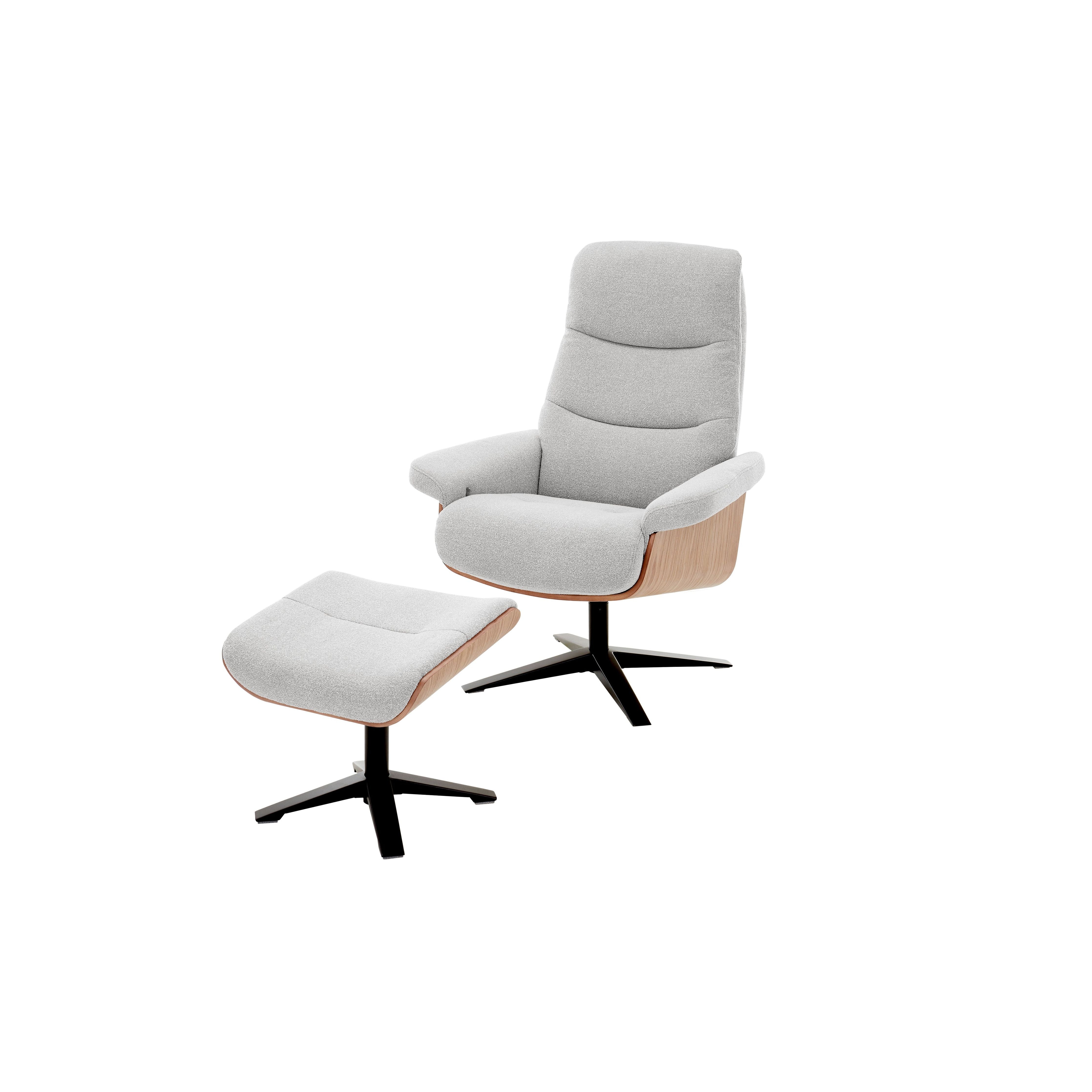 Amasra Loungesessel Mit Hocker Bouclé Lake Stoff 100 Prozent Polyester 360 Grad Drehbar Easy Glider Kopfstütze