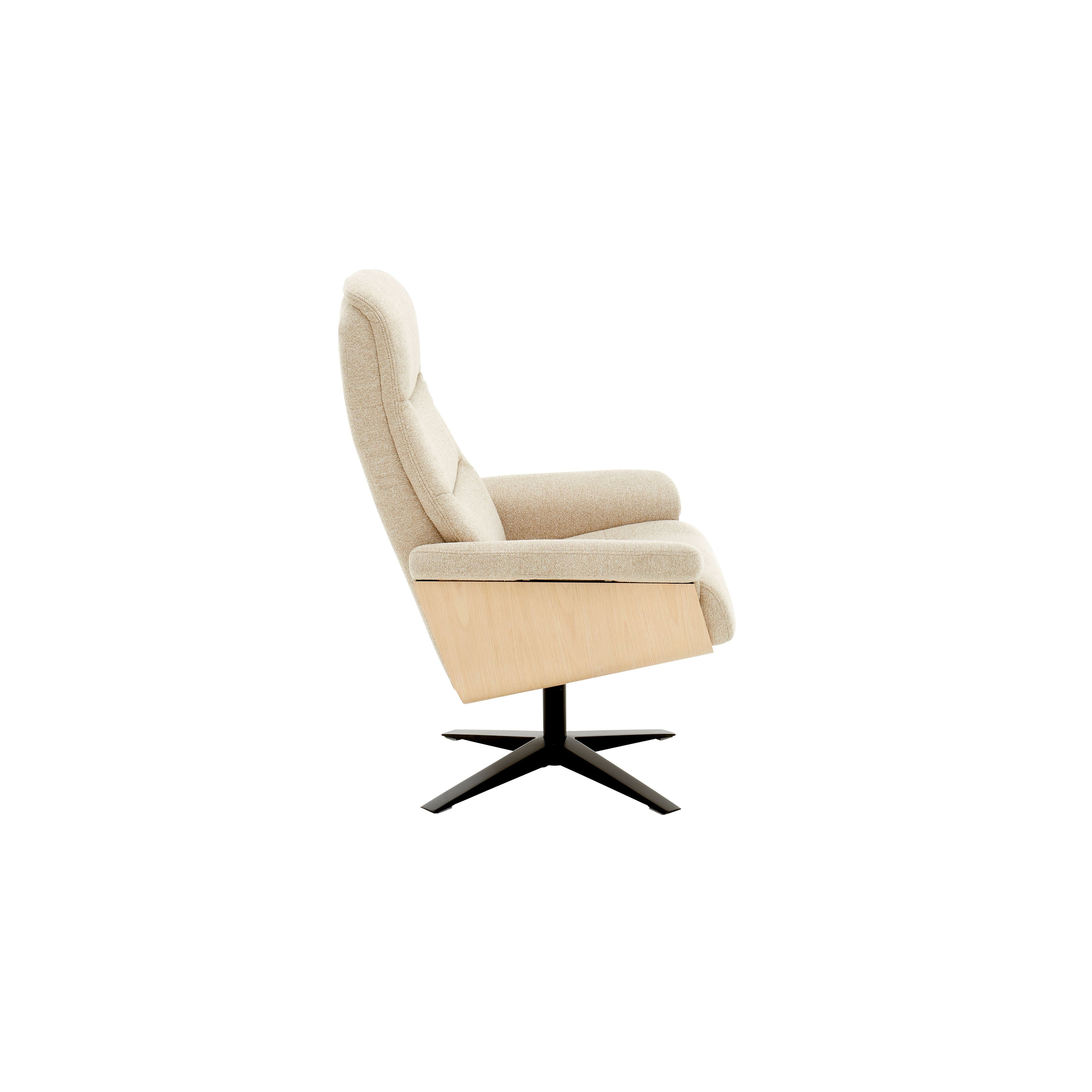 Amasra Loungesessel Mit Hocker Bouclé Lake Stoff 100 Prozent Polyester 360 Grad Drehbar Easy Glider Kopfstütze