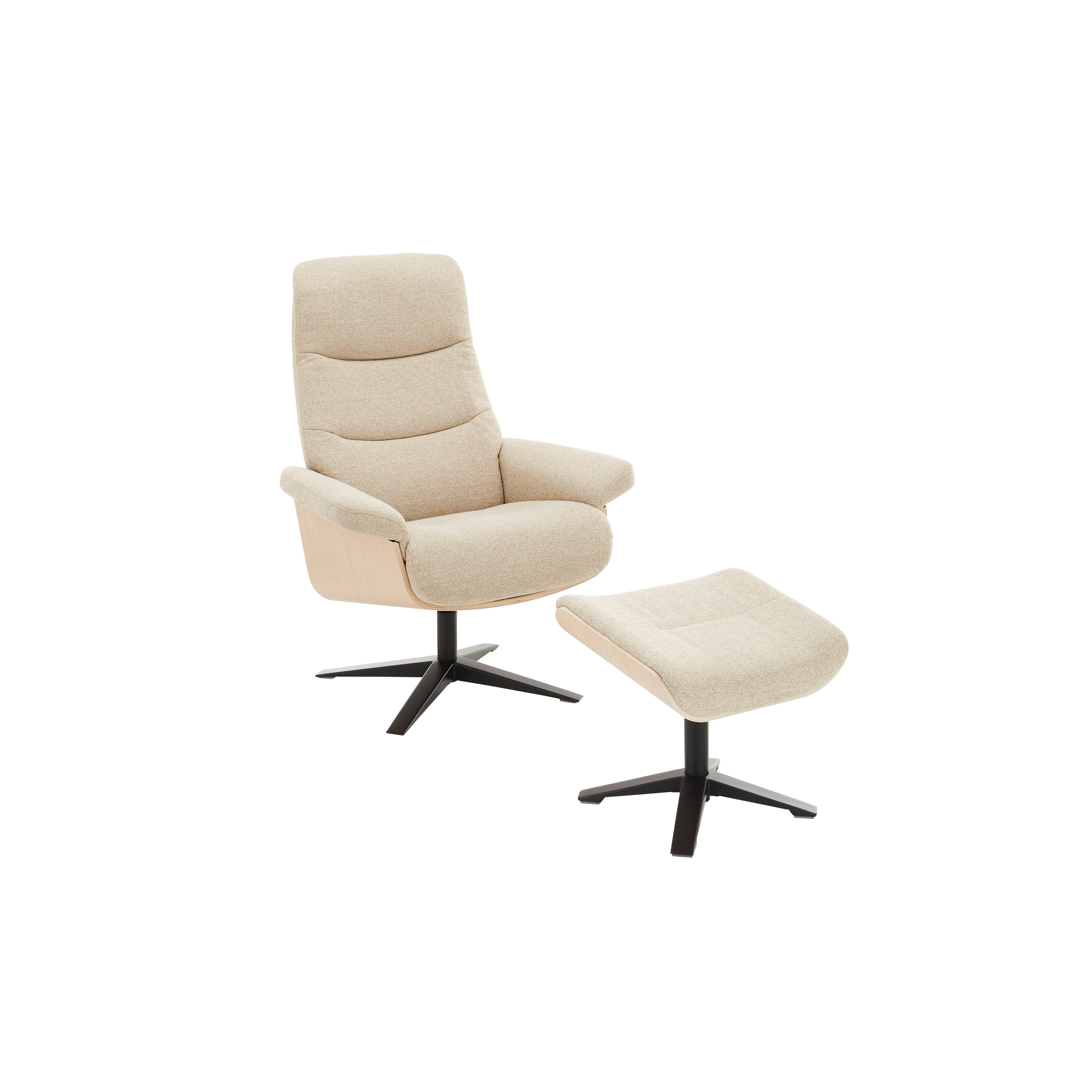 Amasra Loungesessel Mit Hocker Bouclé Lake Stoff 100 Prozent Polyester 360 Grad Drehbar Easy Glider Kopfstütze