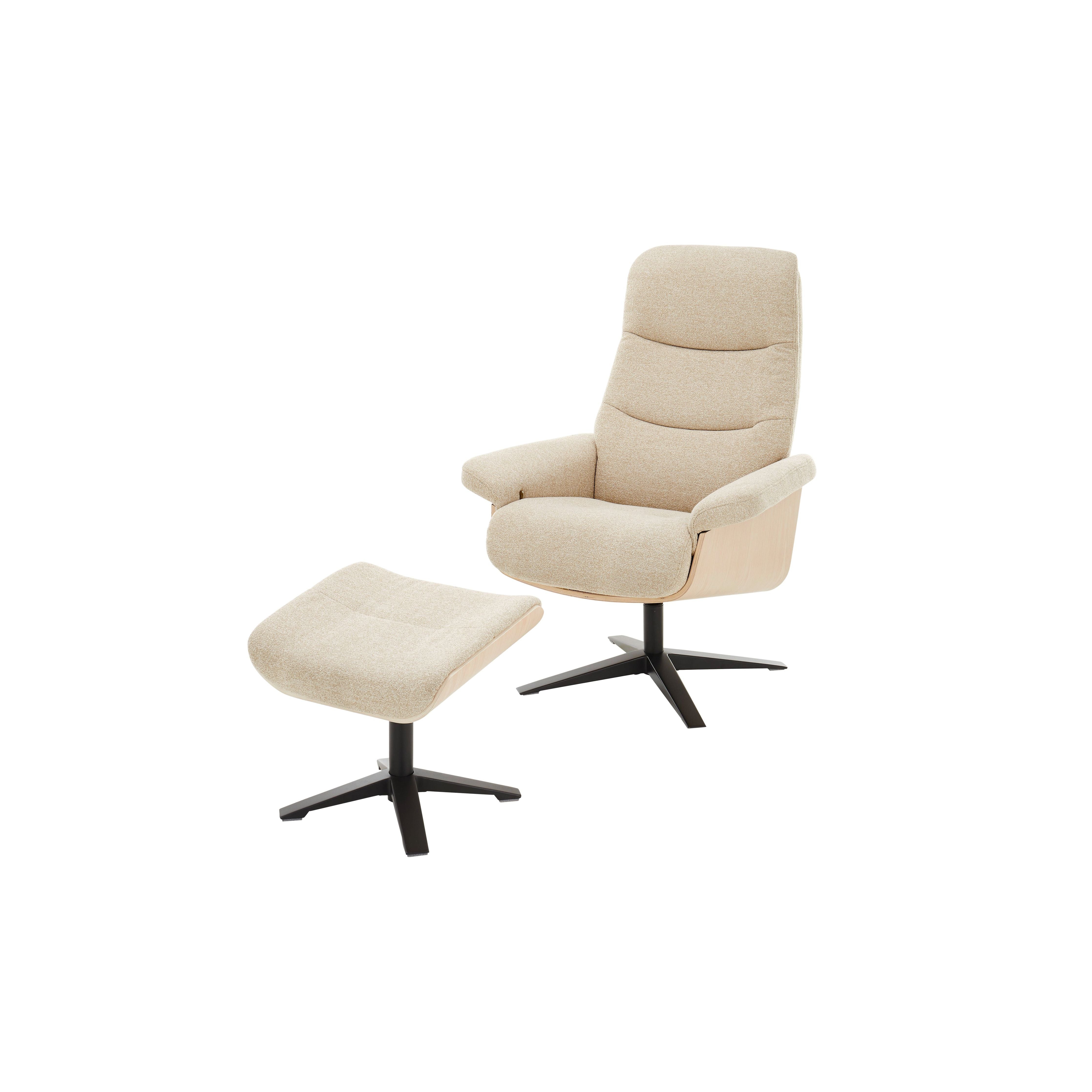 Amasra Loungesessel Mit Hocker Bouclé Lake Stoff 100 Prozent Polyester 360 Grad Drehbar Easy Glider Kopfstütze