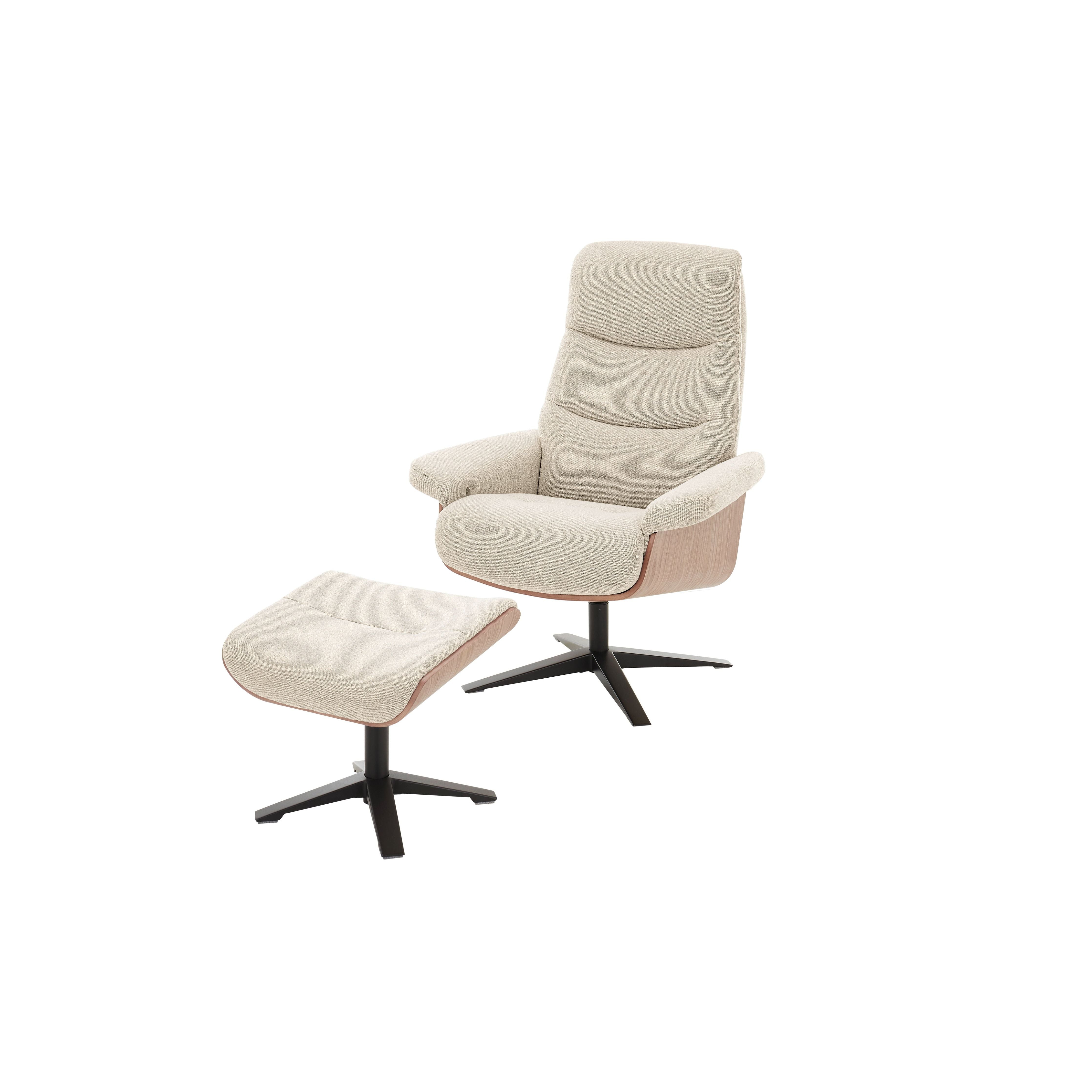 Amasra Loungesessel Mit Hocker Bouclé Lake Stoff 100 Prozent Polyester 360 Grad Drehbar Easy Glider Kopfstütze