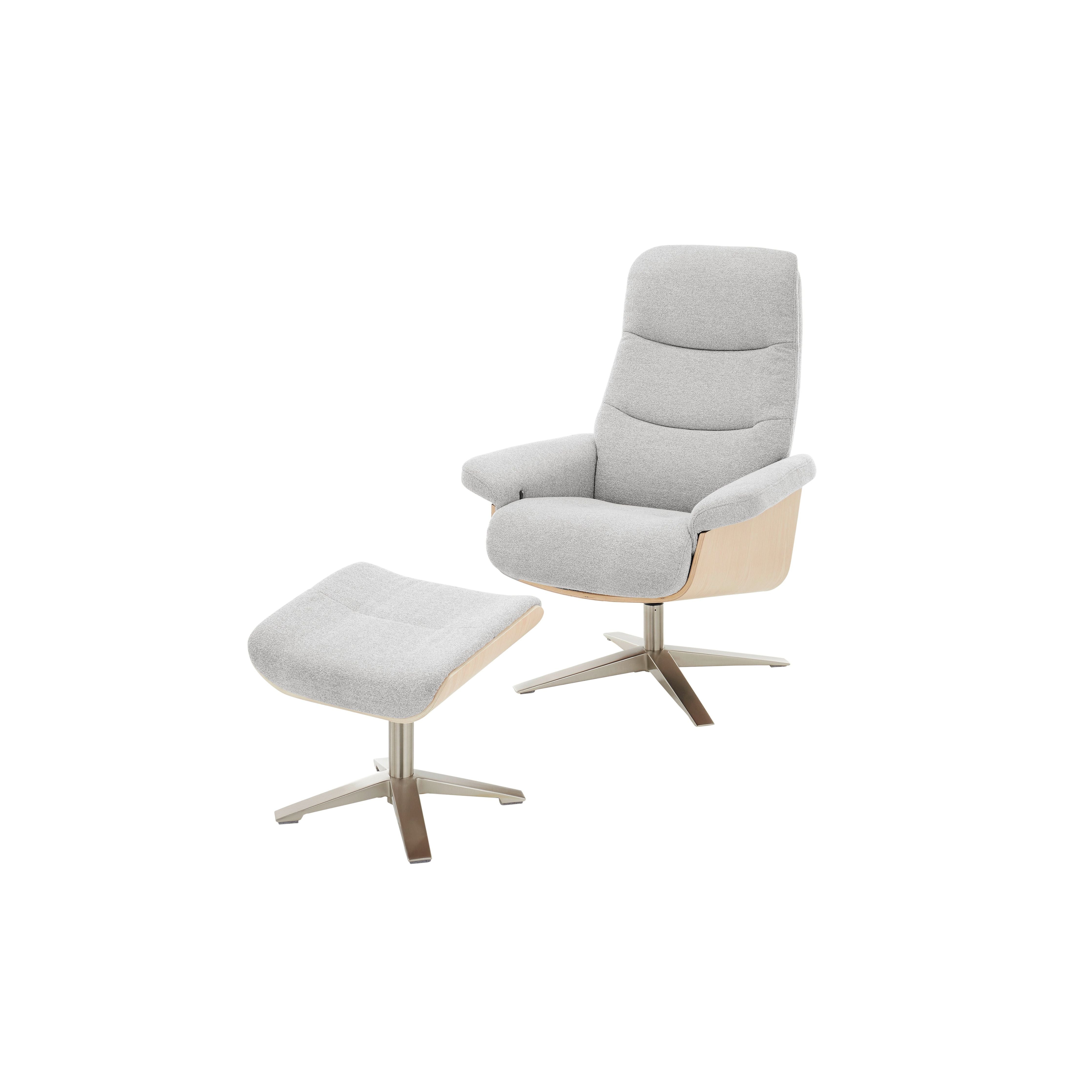 Amasra Loungesessel Mit Hocker Bouclé Lake Stoff 100 Prozent Polyester 360 Grad Drehbar Easy Glider Kopfstütze