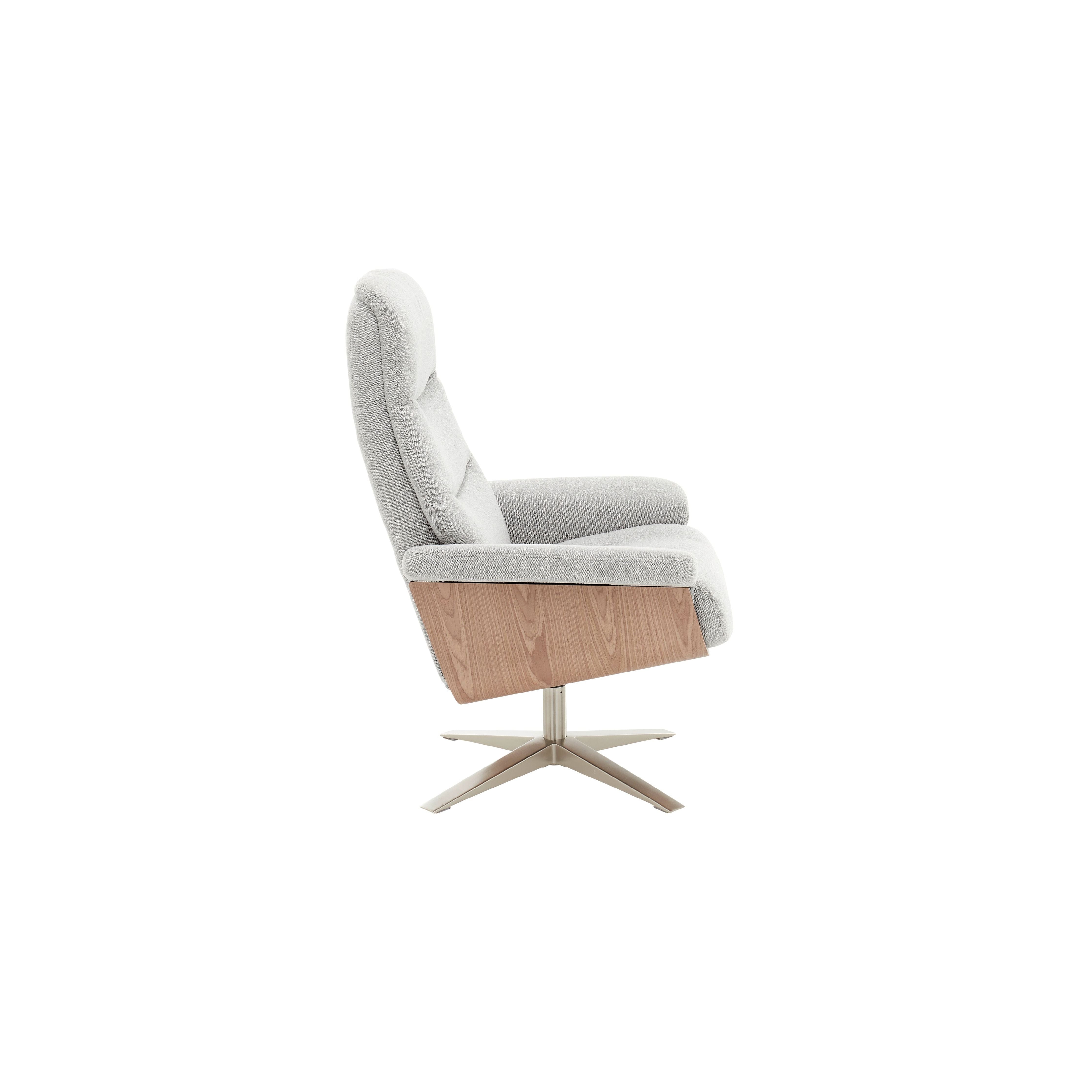 Amasra Loungesessel Mit Hocker Bouclé Lake Stoff 100 Prozent Polyester 360 Grad Drehbar Easy Glider Kopfstütze