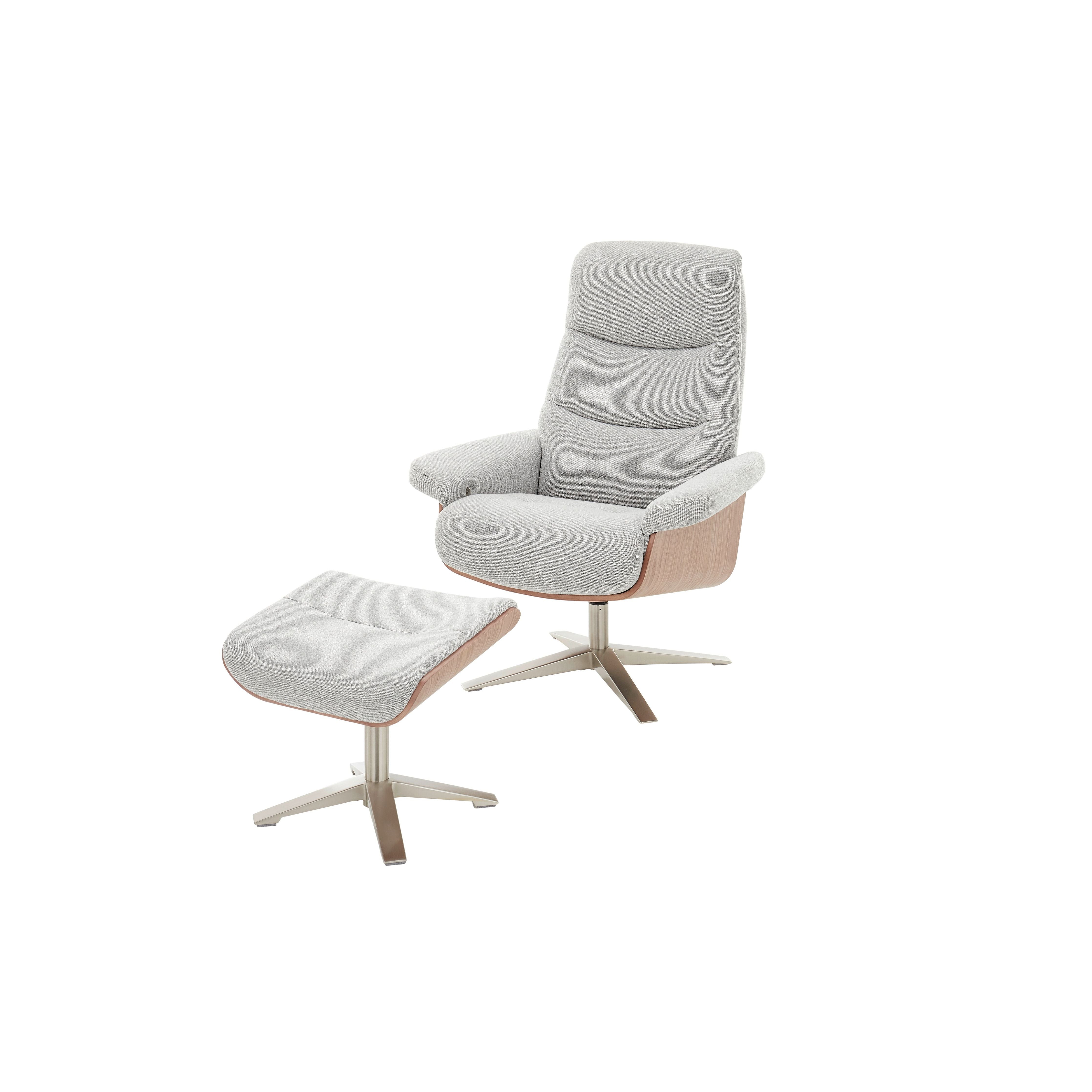 Amasra Loungesessel Mit Hocker Bouclé Lake Stoff 100 Prozent Polyester 360 Grad Drehbar Easy Glider Kopfstütze