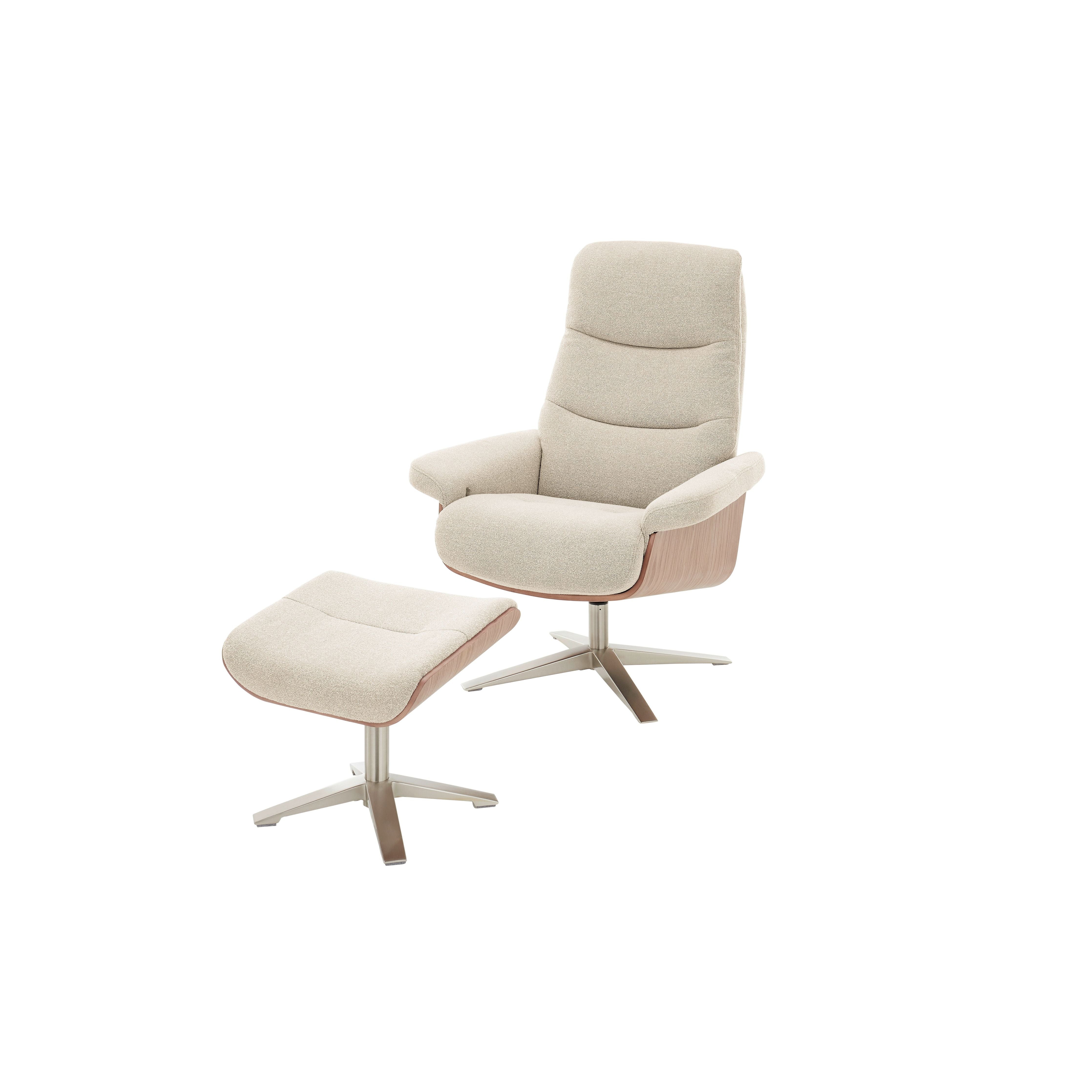 Amasra Loungesessel Mit Hocker Bouclé Lake Stoff 100 Prozent Polyester 360 Grad Drehbar Easy Glider Kopfstütze