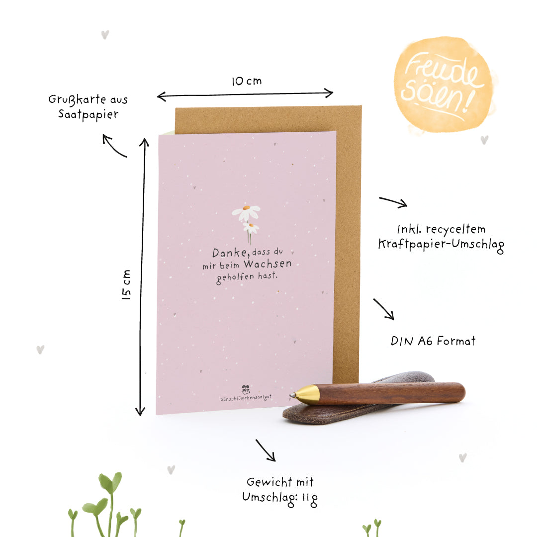 Grußkarte - Danke, dass du beim Wachsen geholfen hast